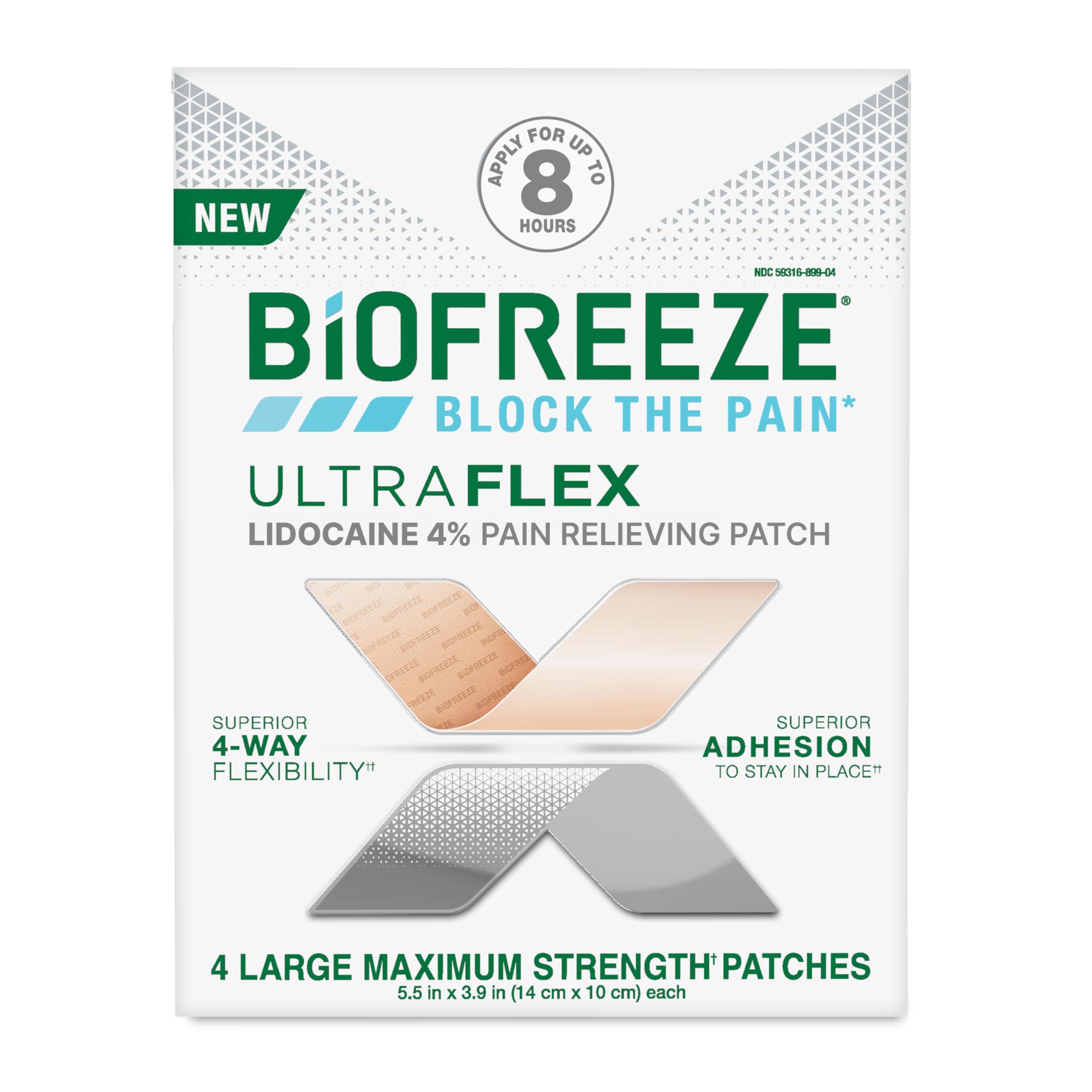 Biofreeze Ultraflex Maximum Strength 4% Lidocaine Patches, Non-Menthol, Flexible Pain Relief Patch for Lower Back, Lidocaine Patch for Neck, Knee, Shoulder, 4 Large Pain Patches BiofreezeAu supplements