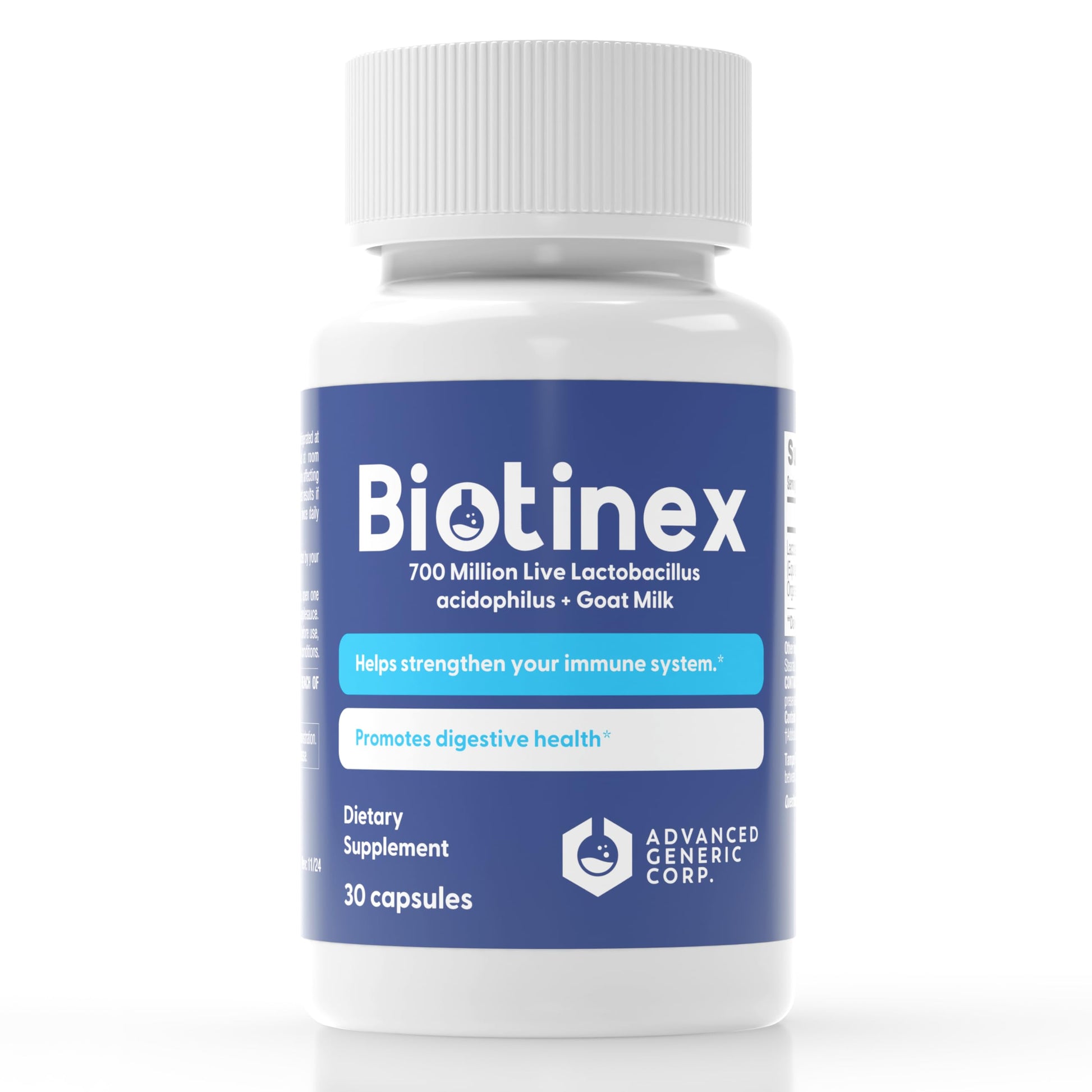 Lactobacillus Acidophilus Probiotic - 700 Million Live with Low-Fat Goat Milk per Capsules - Digestive & Gut Health - Supports Constipation, Diarrhea, Gas & Bloating - Probiotic for Women & Men BiotinexAu supplements