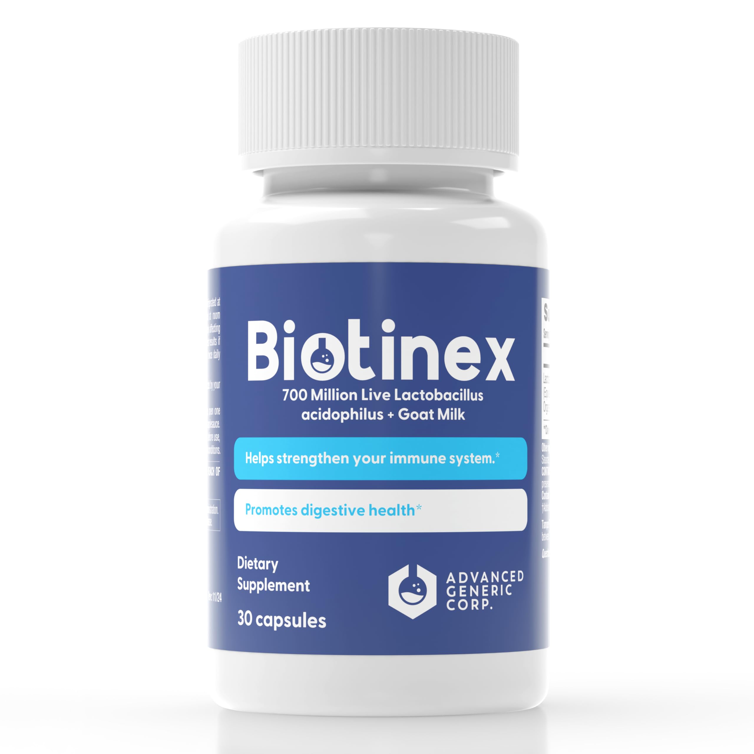 Lactobacillus Acidophilus Probiotic - 700 Million Live with Low-Fat Goat Milk per Capsules - Digestive & Gut Health - Supports Constipation, Diarrhea, Gas & Bloating - Probiotic for Women & Men BiotinexAu supplements