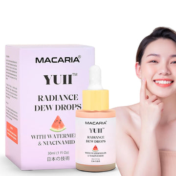 Yuii Niacinamide Serum Dew Drops - Face Moisturizer with Watermelon Fruit Extract - Glow Drops for Skincare and Makeup - Hydrating Formula for Radiant Skin - Pink Finish for Women & Girls MACARIAAu supplements