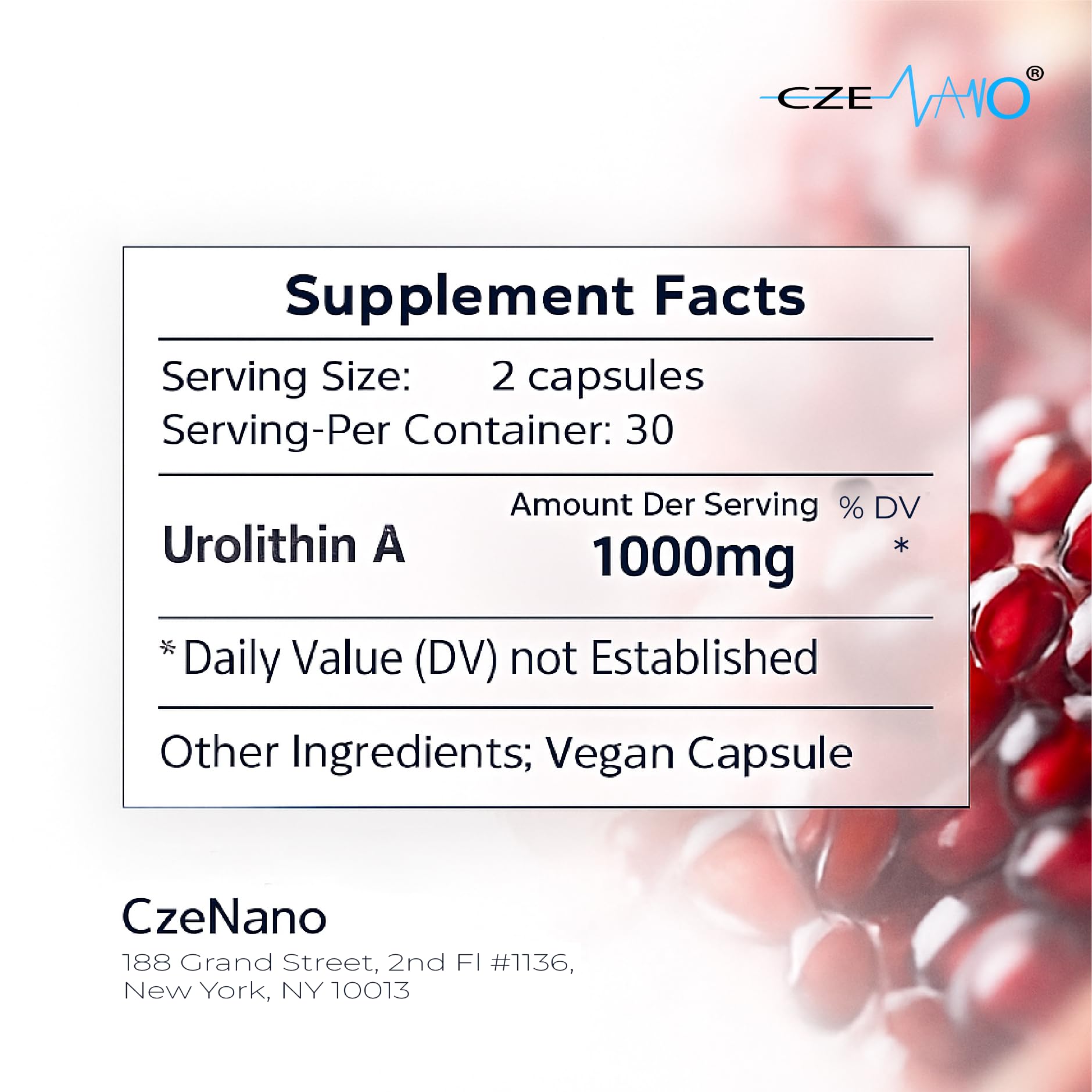 CzeNano Longevity – Ultra-Pure Urolithin A Supplement 1000 mg | Mitochondrial Support, Cellular Energy & Muscle Strength | Third-Party Tested COA | 60 Vegan Capsules CzeNanoAu supplements