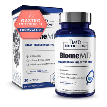 1MD Nutrition BiomeMD Probiotics | 62 Billion CFUs, 15 Comprehensive Strains - Pro & Prebiotics | Doctor-Formulated for Digestive Health & Immune Support | 30 Capsules 1MD NutritionAu supplements