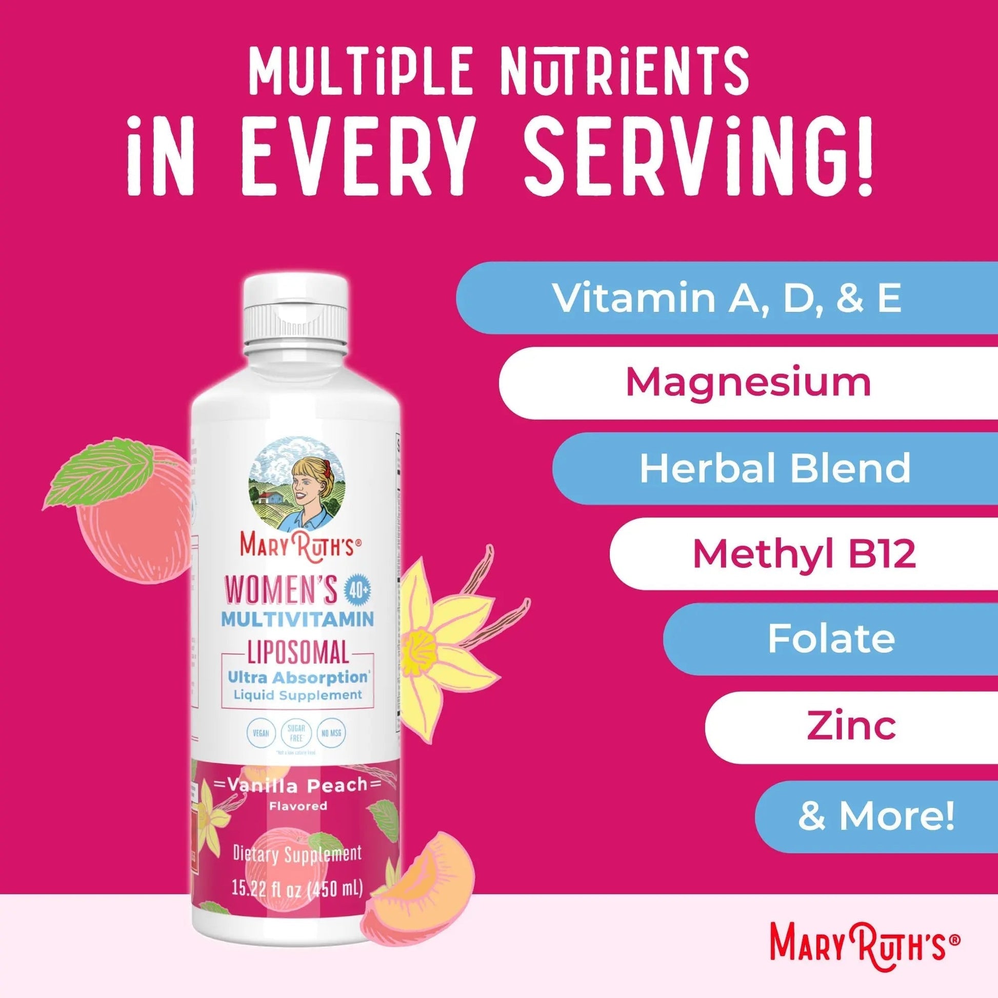 MaryRuth Organics Multivitamin for Women 40+, Womens Multivitamin Liposomal, Immune Support Supplement MaryRuth OrganicsAu supplements