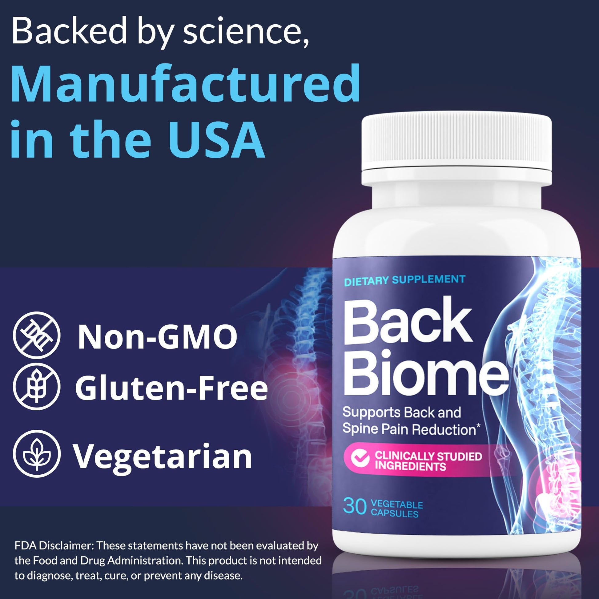 BackBiome – Advanced 7-Strain Probiotic Formula for Gut & Back Health – Supports Digestive Balance, Promotes Spinal Comfort – Non-GMO, Vegan, 30 Capsules BackBiomeAu supplements