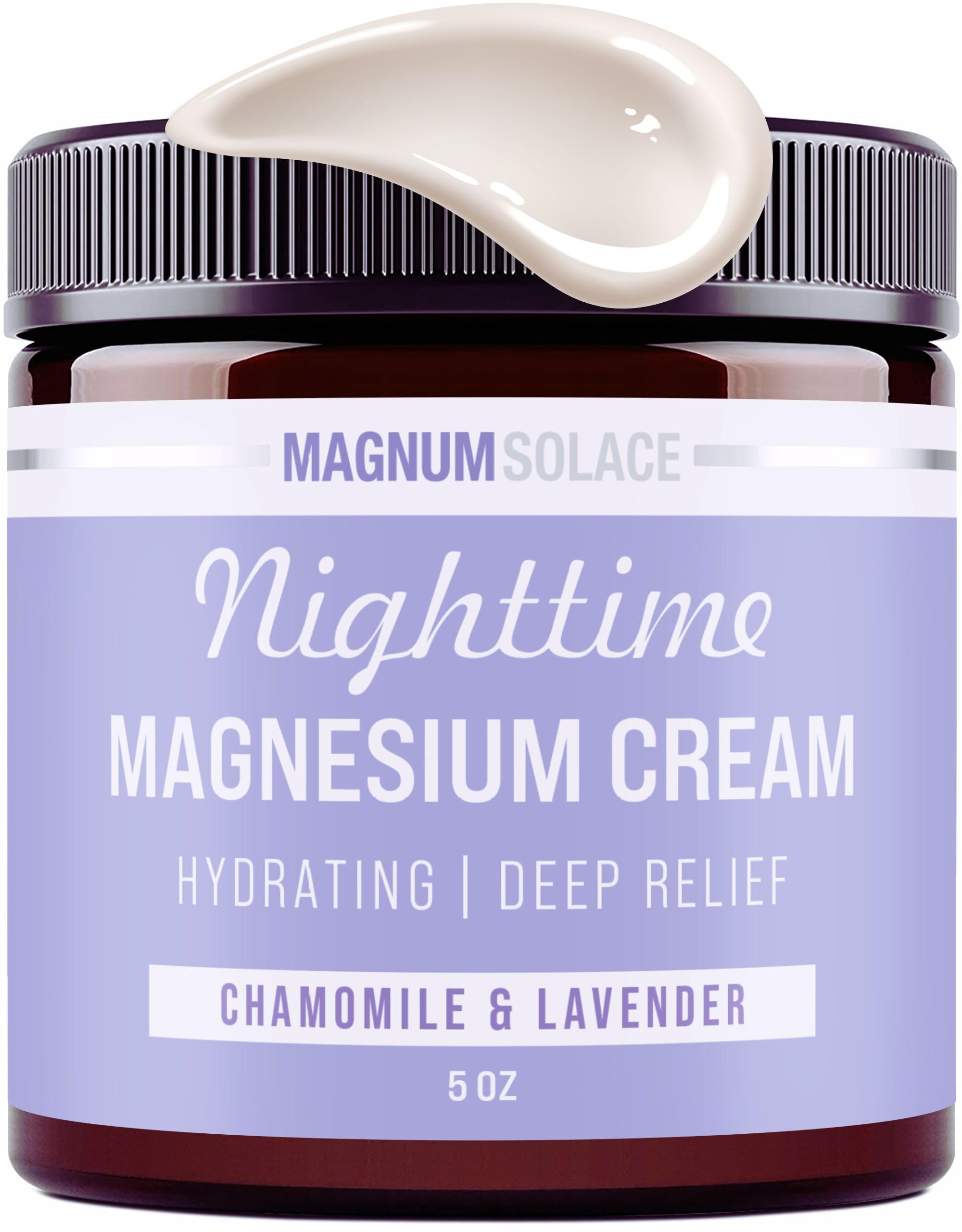 Magnum Solace Magnesium Lotion – Nighttime Magnesium Cream – Apply to Legs, Arms or Chest - Topical Magnesium Chloride – USA Made and Safe for Kids (Chamomile Lavender) Magnum SolaceAu supplements