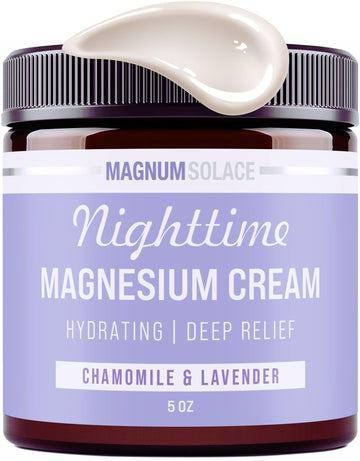 Magnum Solace Magnesium Lotion – Nighttime Magnesium Cream – Apply to Legs, Arms or Chest - Topical Magnesium Chloride – USA Made and Safe for Kids (Chamomile Lavender) Magnum SolaceAu supplements
