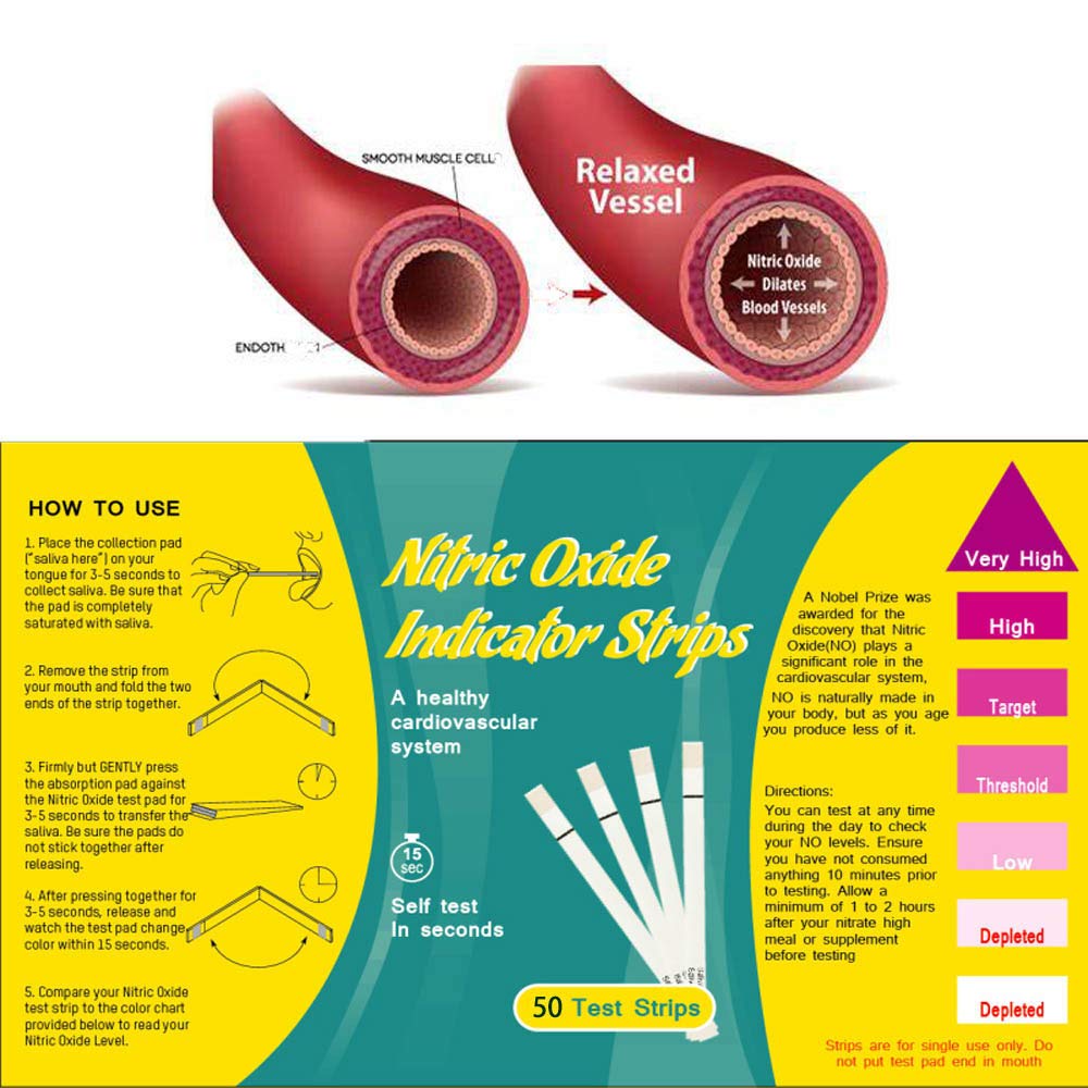 Nitric Oxide Test Strips [50strips]- Nitric Oxide Indicator Strips Work by Measuring The TONNYLABUS supplements