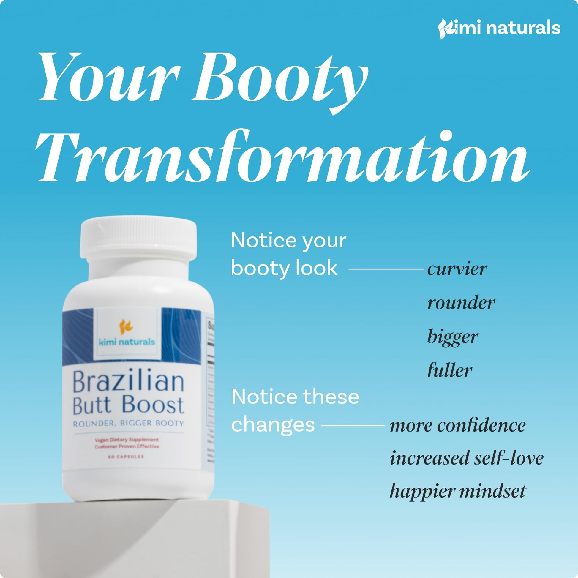Kimi Naturals Butt Enhancer Pills - Tightening and Butt Lifting Supplements for Bigger Booty and Curvy Hips - Fast Growth Bum Enhancement 60 Capsules KIMIAu supplements