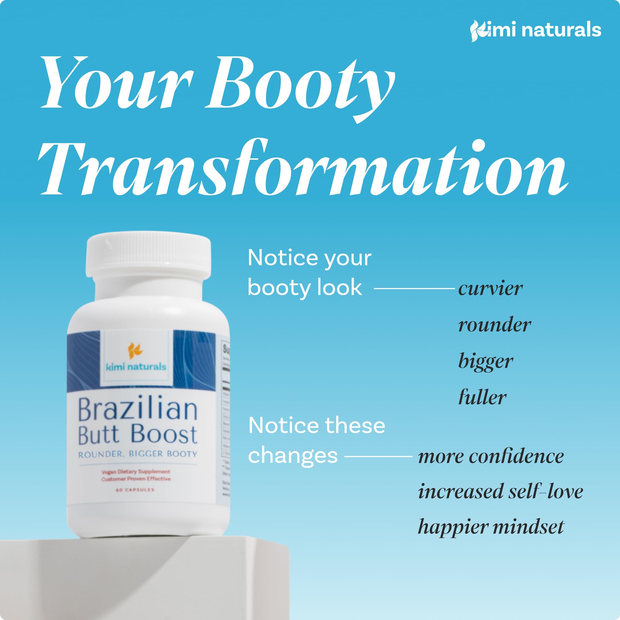 Kimi Naturals Butt Enhancer Pills - Tightening and Butt Lifting Supplements for Bigger Booty and Curvy Hips - Fast Growth Bum Enhancement 60 Capsules KIMIAu supplements