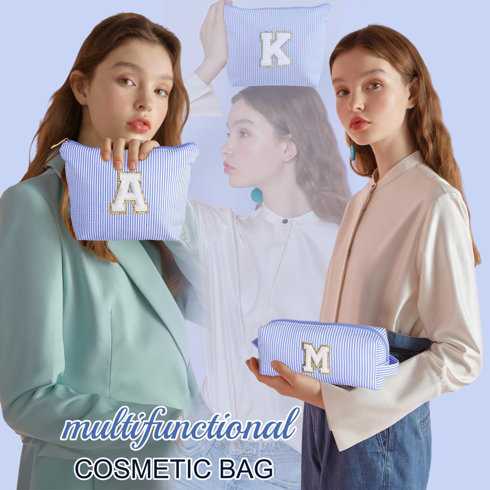 YOOLIFE Birthday Gifts for Teen Girls Kids Initial Makeup Bag | Teen Girl Gift Trendy Stuff | Travel Makeup Bag Toiletry Bags | Gifts for 3 4 5 6 7 8 9 10 11 12 13 Year Old Girl Blue K YOOLIFEAu supplements