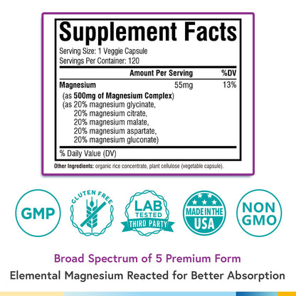 Terranics Magnesium Complex, Total 240 Capsules, Max Absorption, Glycinate, Citrate TerranicsUS supplements