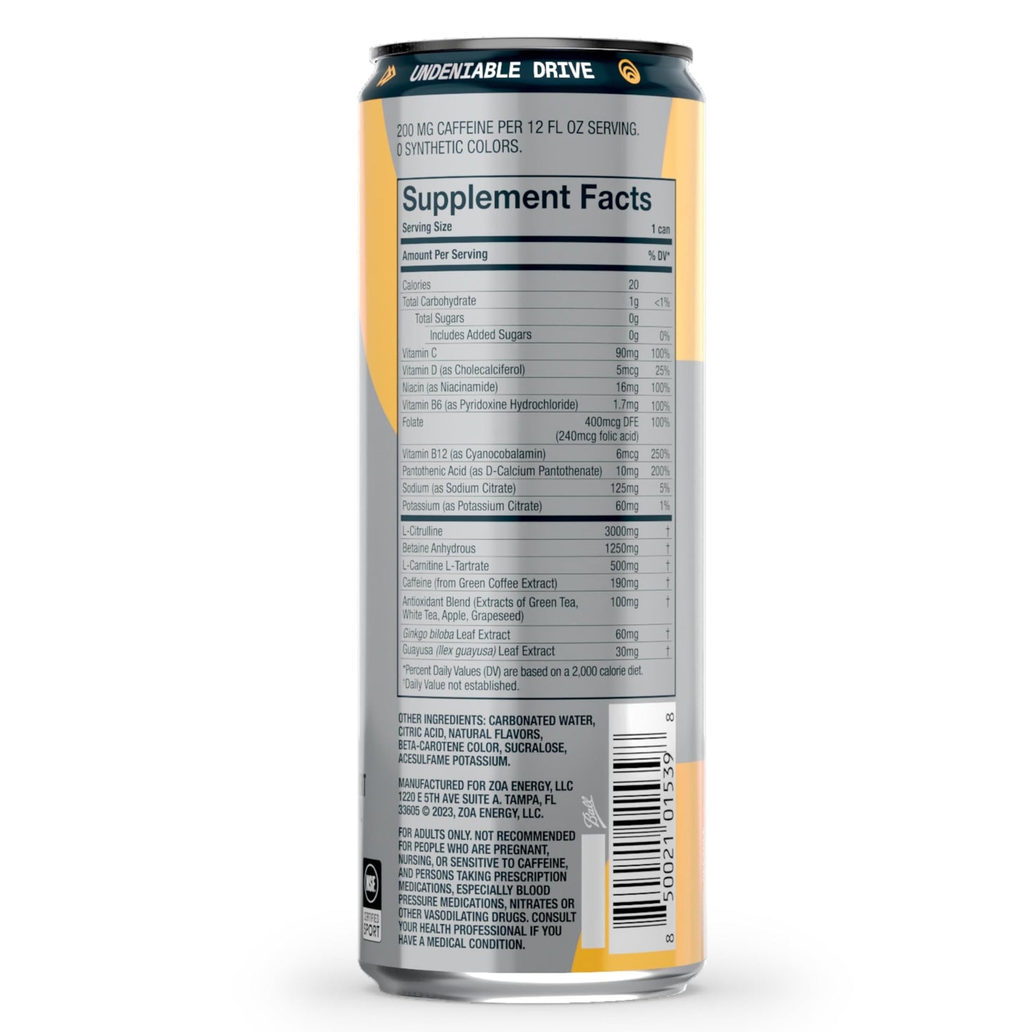 ZOA+ Pre-Workout Sugar-Free Energy Drink, Pineapple Passionfruit - Zero Sugar ZOAUS supplements