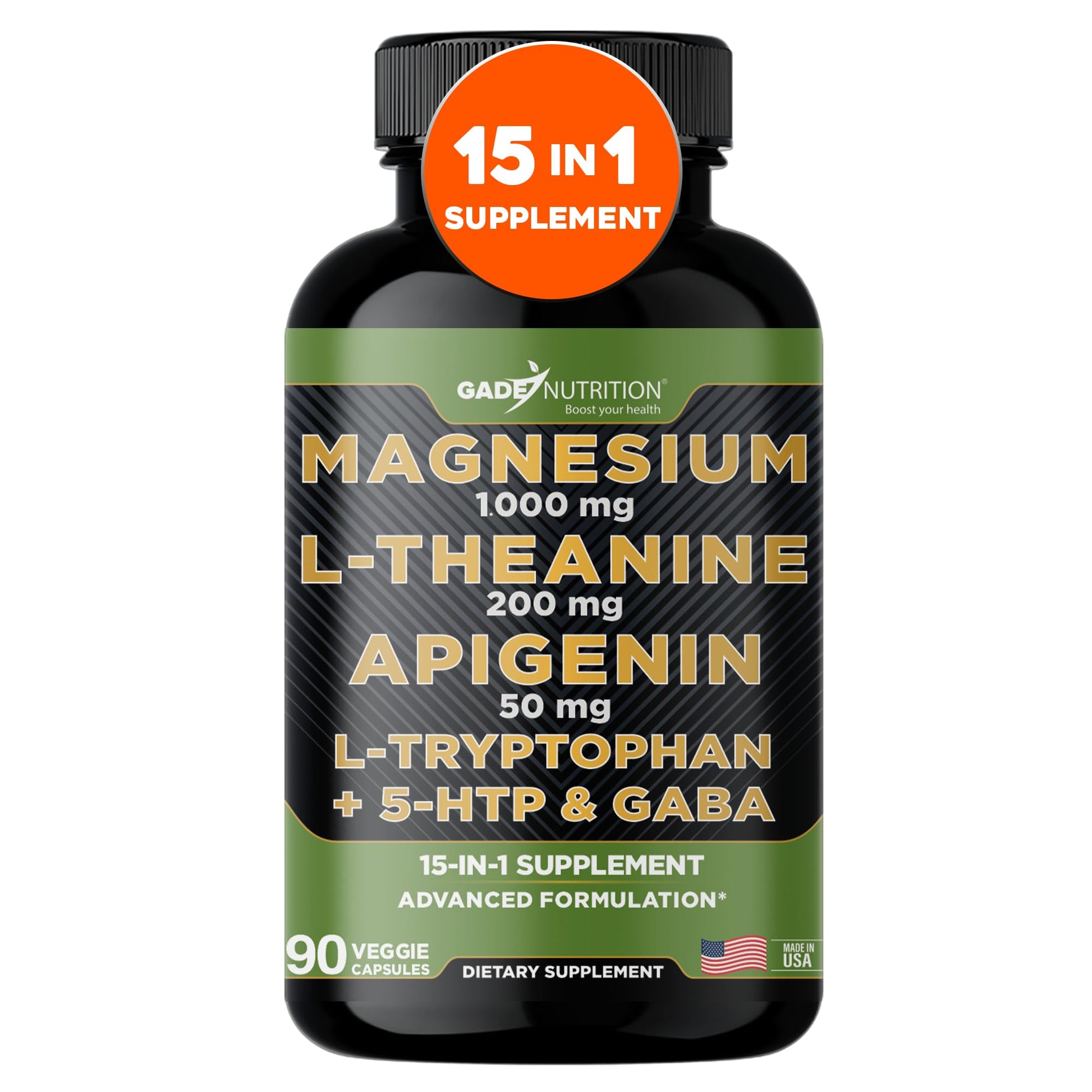 Gade Nutrition Magnesium Glycinate & Magneisum Supplements with Apigenin, L Theanine 200 mg, 5 HTP, GABA Calm Brain Booster Supplement Sleep Aid Ashwagandha L Tryptophan Chamomile GADE NUTRITION BOOST YOUR HEALTHAu supplements