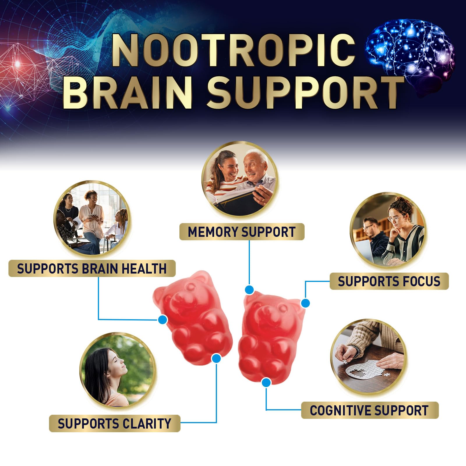 Brain Supplements for Memory and Focus with Phosphatidylserine, Nootropic Memory Supplement Gummy for Brain Health, Concentration, Mental & Cognitive Support, Focus Vitamins with B6 & B12-60 Gummies Nature's NutritionAu supplements