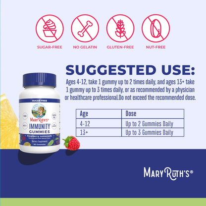MaryRuth Organics Sugar Free Immunity Gummies | Powerful Blend | Elderberry Vitamin C & Zinc | Vitamin D3 & Echinacea | Immune Support Supplement | Gummies for Kids & Adults | Vegan | Non GMO | 90ct MARYRUTH'SUS supplements