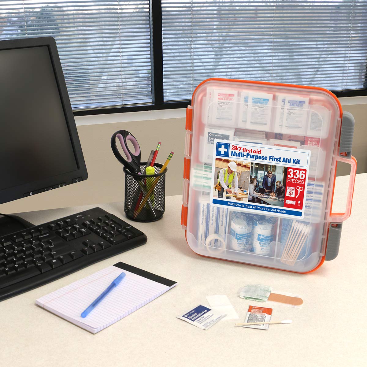 336 Piece First Aid Kit, Plastic Case 24/7 First AidUS supplements