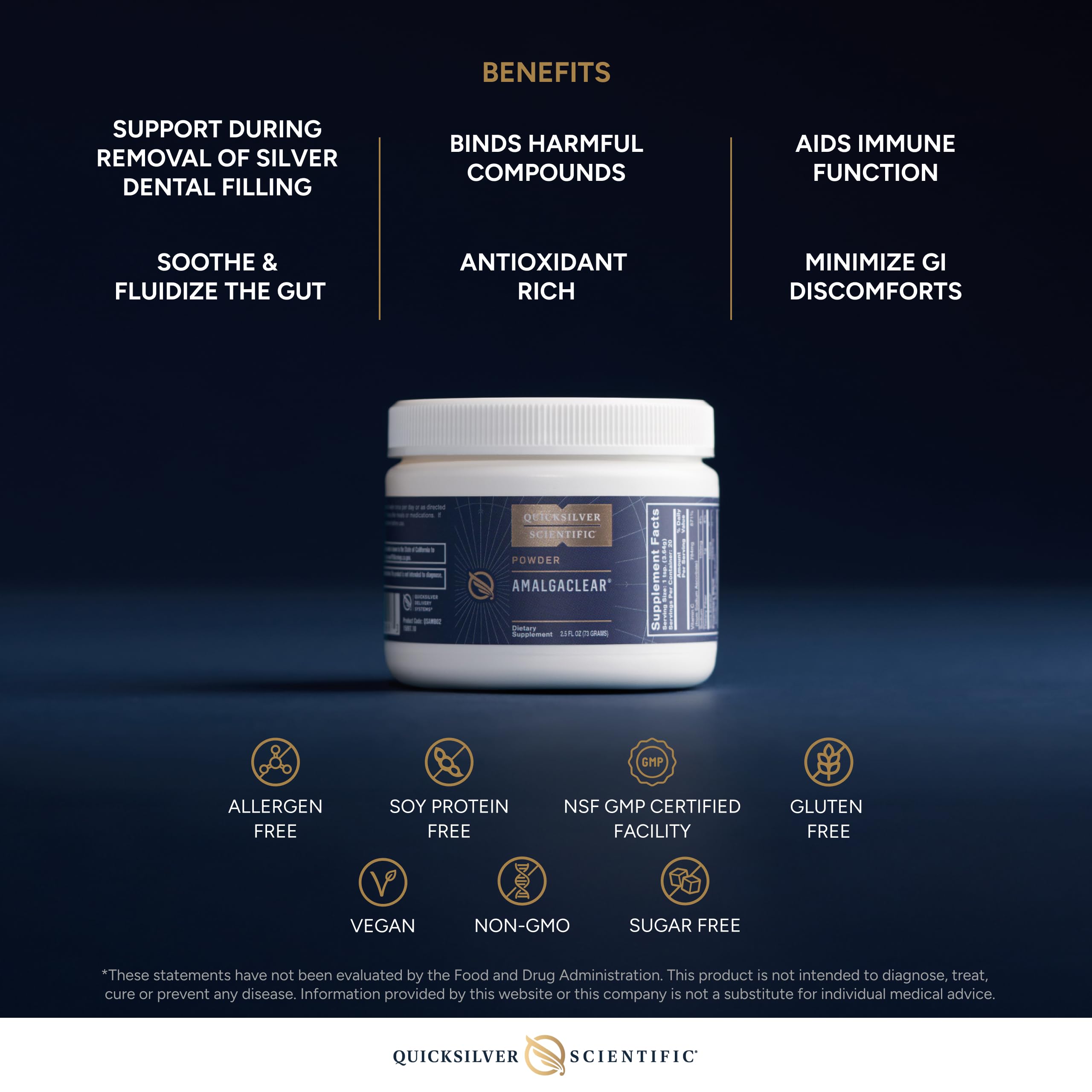 Quicksilver Scientific AmalgaClear - Detox Support with Modified Citrus Pectin & Silica Extract (73g) Quicksilver ScientificUS supplements