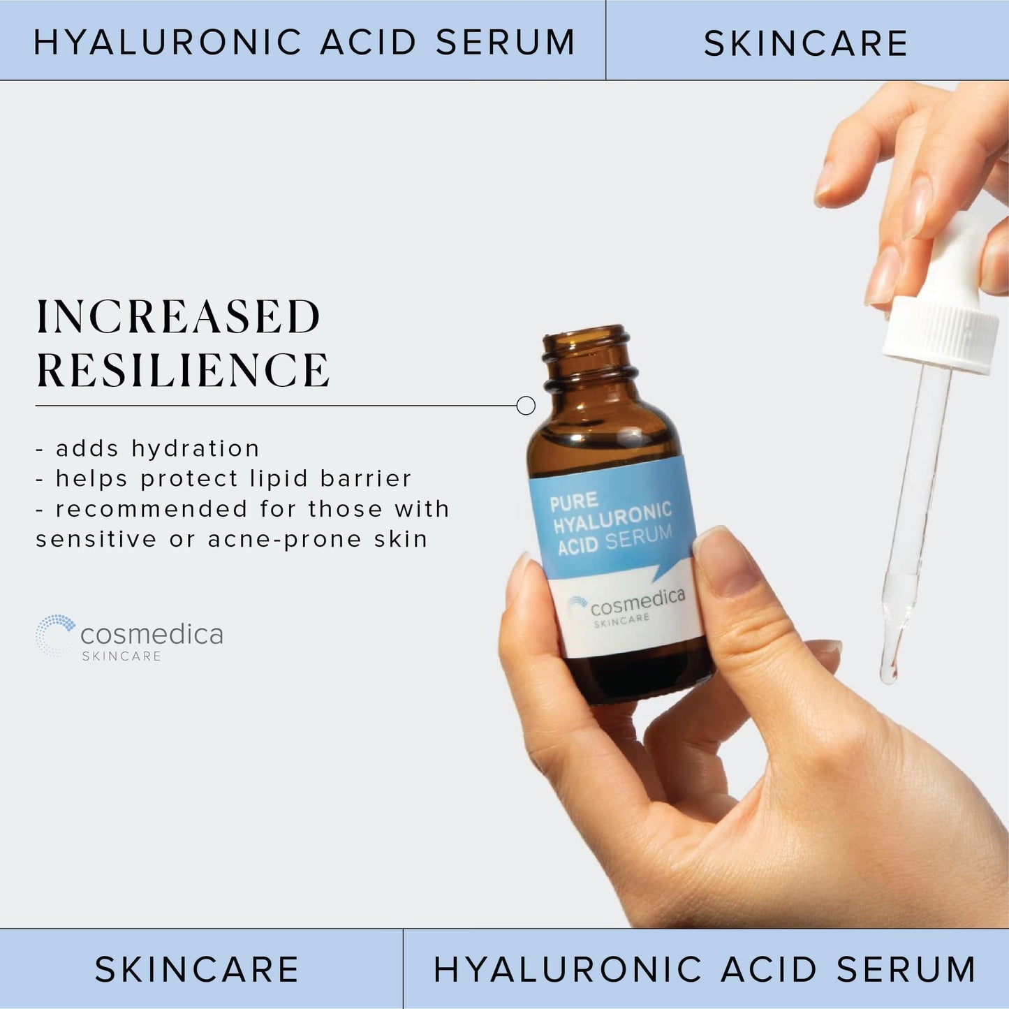 Hyaluronic Acid Serum for Skin 100% Pure Anti Aging Serum Intense Hydration Cosmedica SkincareUS supplements
