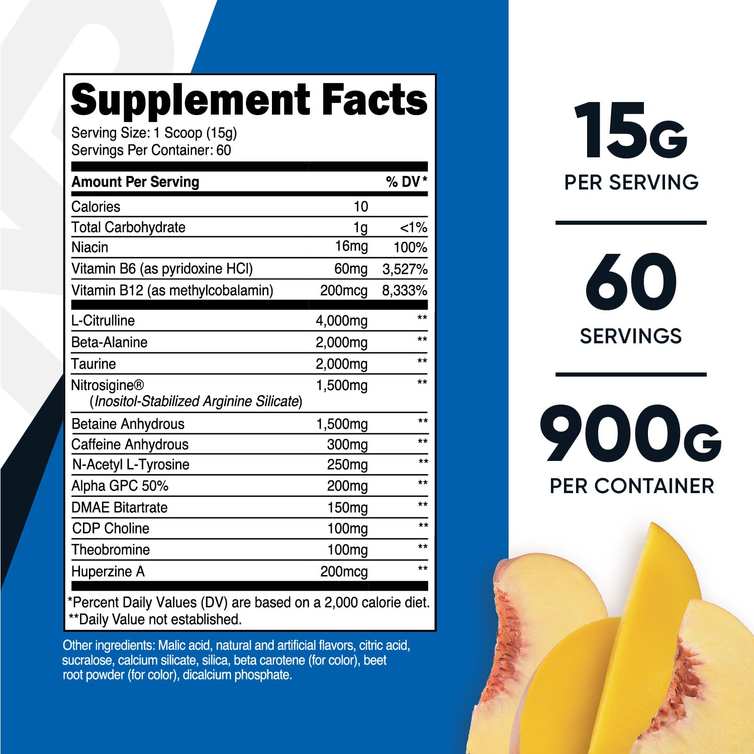 Nutricost Pre-X Xtreme PreWorkout Powder Complex, Peach Mango, 60 Servings, Vegetarian NutricostAu supplements