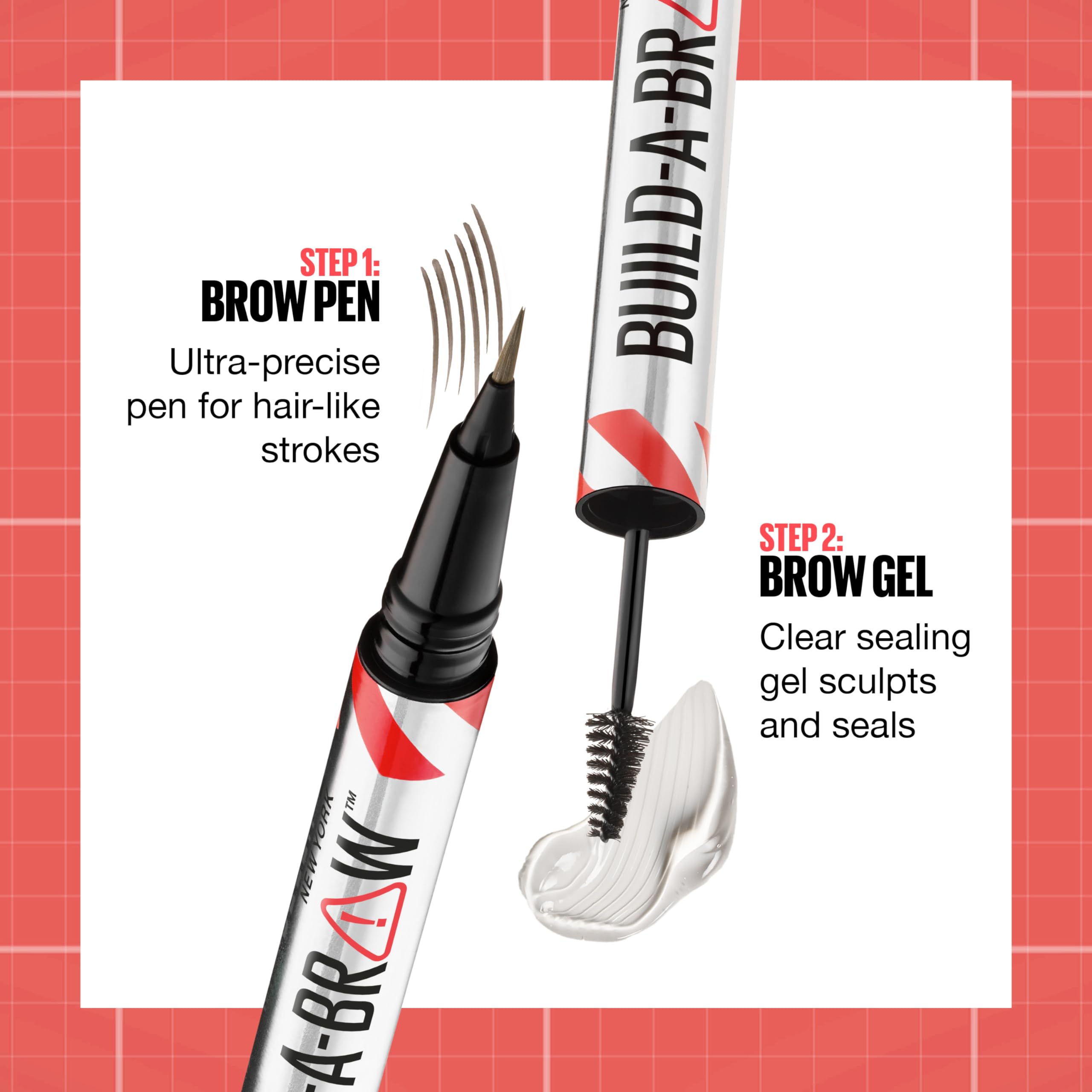 Maybelline Build-A-Brow 2-in-1 Brow Pen and Sealing Eyebrow Gel, Eyebrow Makeup for Real-Looking, Fuller Brows, Black Brown, 1 Count MAYBELLINEAu supplements