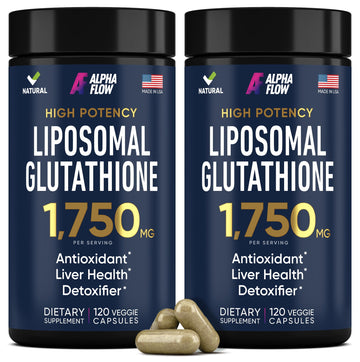 Alpha Flow (2 Pack) Liposomal Glutathione 1100mg – High Absorption Glutathione Supplement with Vitamin C, ALA & Phospholipid Complex – Liver Function, Skin & Immune Support – 240 Vegan Capsules Alpha FlowAu supplements