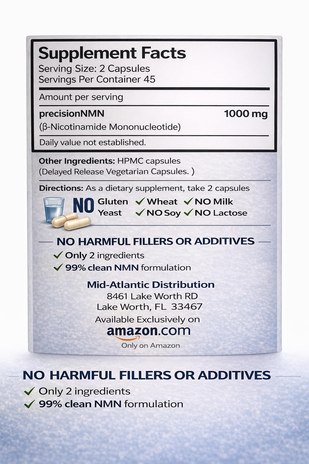Precision NMN1000-1000 mg per Serving, 90 Capsules, 45 Grams Total Delayed Release Vegetarian Capsule, Nicotinamide Mononucleotide GenericAu supplements