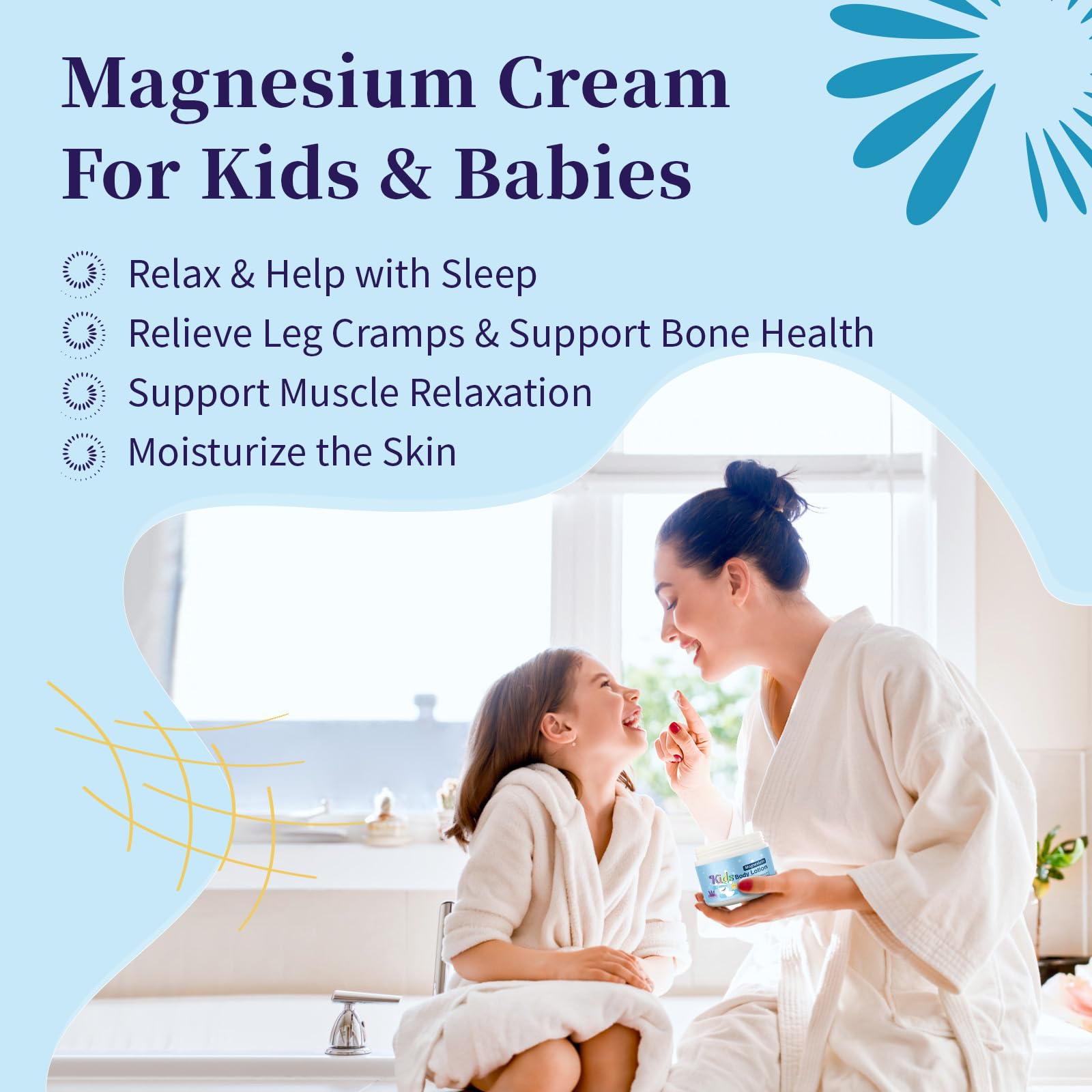 RodPere Magnesium Lotion for Kids & Babies, Bedtime Magnesium Cream for Sleep, Leg Cramps, Lavender Calming Magnesium Oil Lotion for Bone & Muscle Relaxation, Apply to Feet, Legs, Body, 4 OZ. RodPereAu supplements