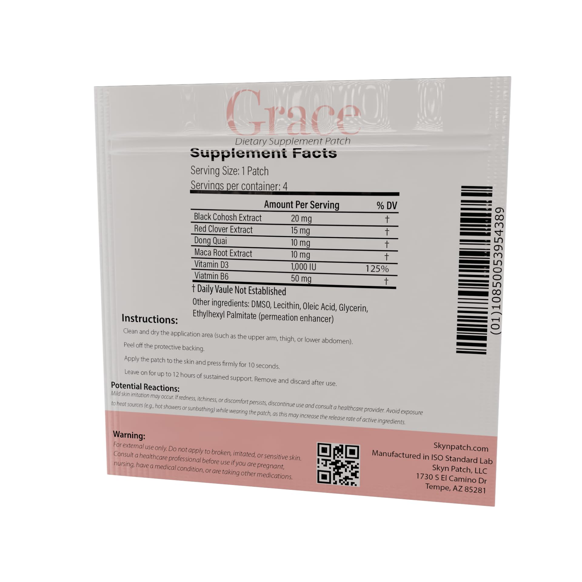 Skyn Patch Grace Transdermal Wellness Patch – Plant Based Daily Adaptogens & Nutrient Support | Transdermal Patch Delivery | 4-Night Pack Skyn PatchAu supplements