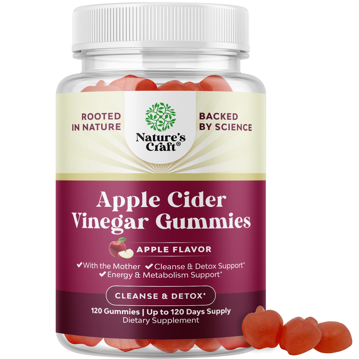 ACV Apple Cider Vinegar Gummies - Natural Energy Supplement ACV with Mother Bio SenseUS supplements