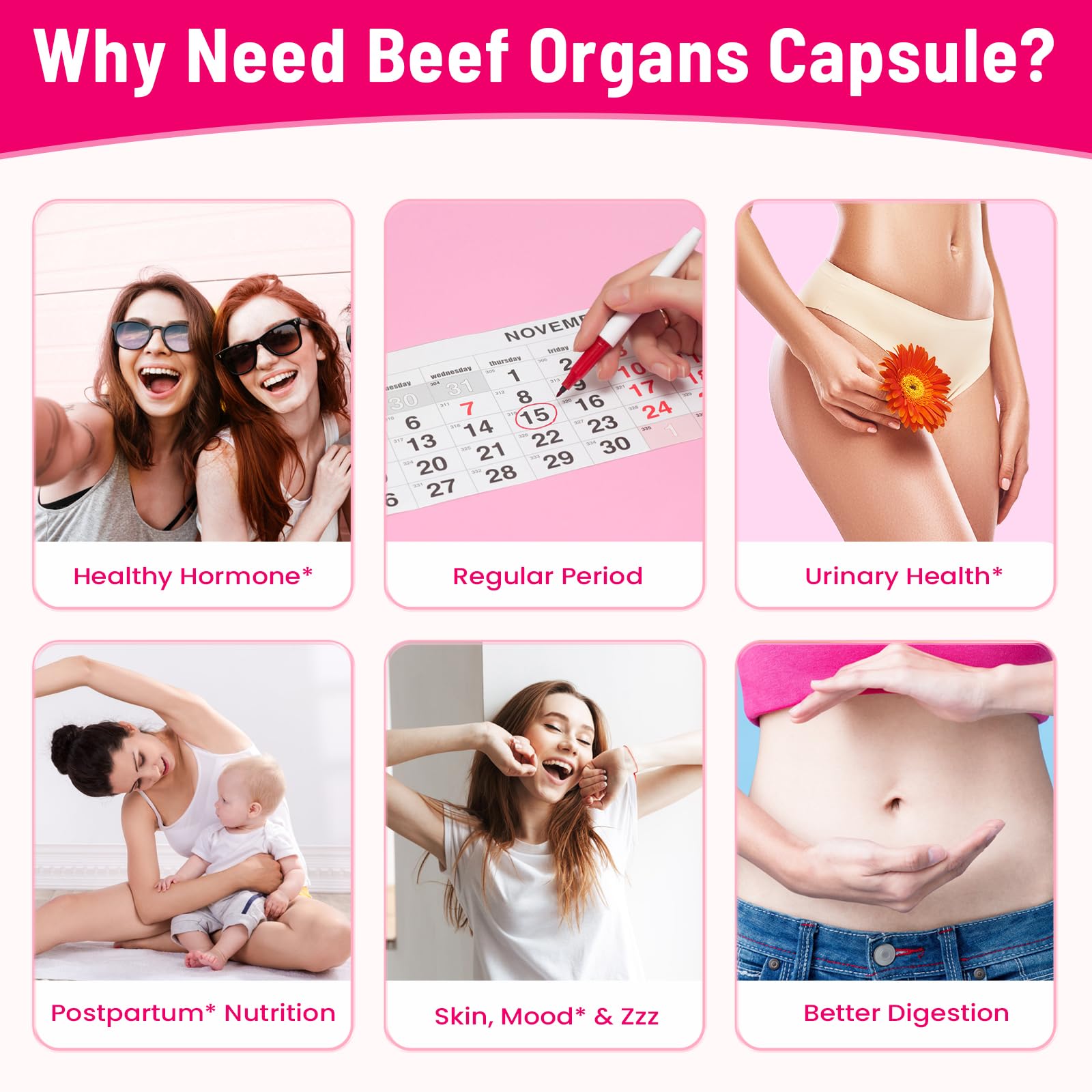 12-In-1 Beef Organ Supplement for Women - Beef Liver, Uterus, Kidney, Heart, Pancreas, 5 Vitamins & 2 Herbs, Hormone Balance, Menstruation, Energy, Immune - 100% Grass Fed, Pasture Raise - 120 Caps NassiouyAu supplements