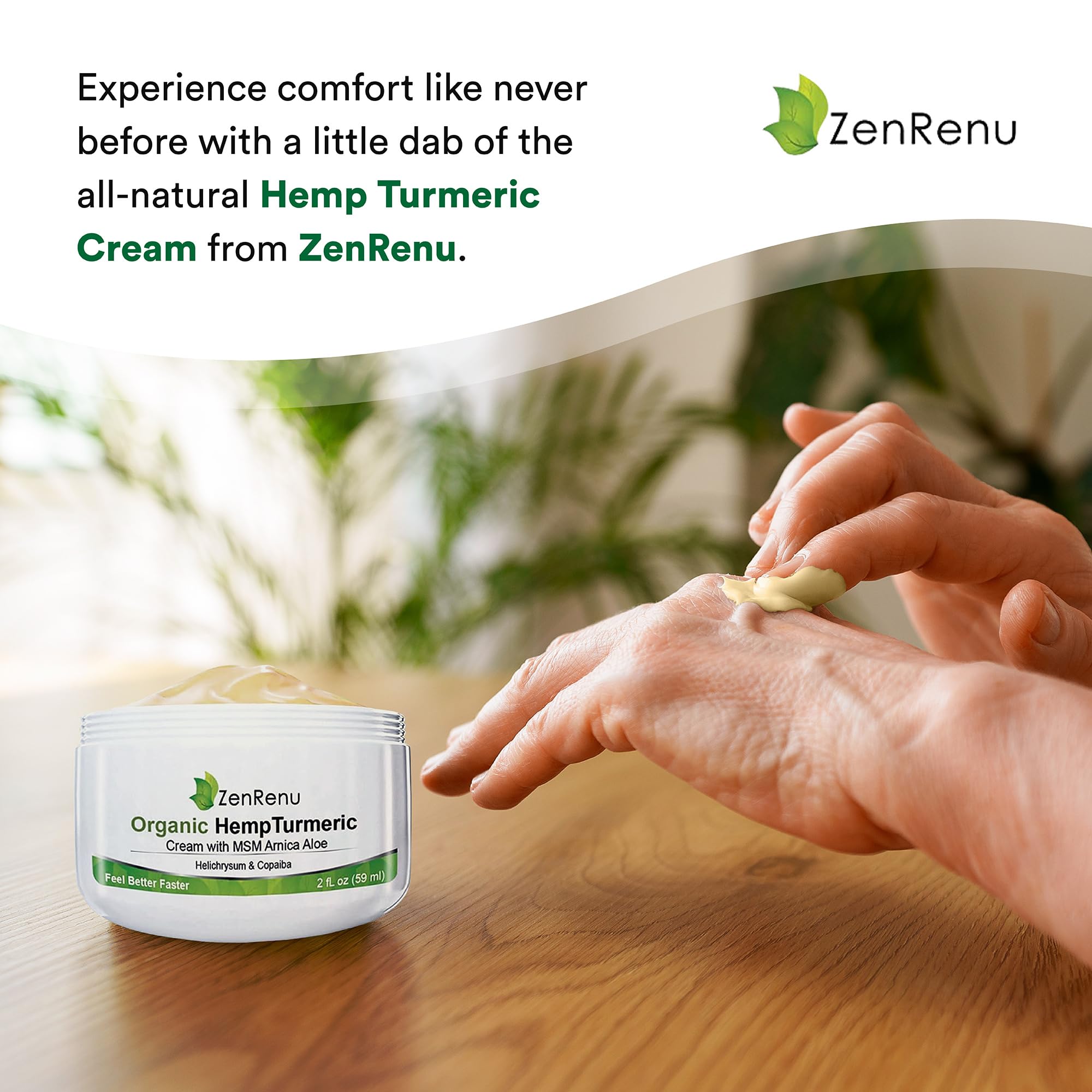Zenrenu Hemp Joint & Muscle Relief Cream with Turmeric, Arnica, MSM, Hemp Oil & 7 Essential Oils - Non-Greasy & Soothing Formula for Back, Neck, Elbows, Knees, & Hip - ZenRenu, 2 oz ZenrenuAu supplements