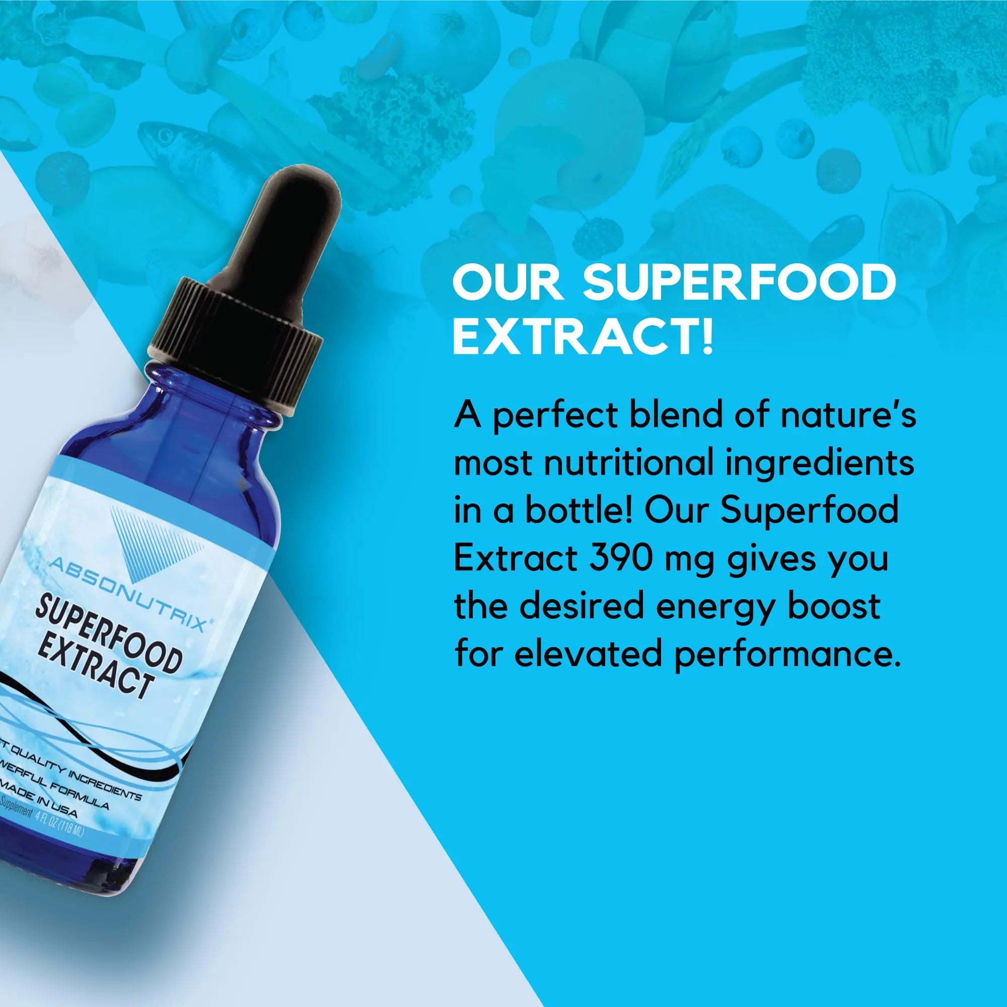 Absonutrix Superfood Extract 390 mg, 4 Oz Liquid, 302 Servings, Made in USA, Quick Absorption, Quality Potent Ingredients, Non-GMO, GMP Certified, Cruelty-Free Products Absonutrixnz supplements