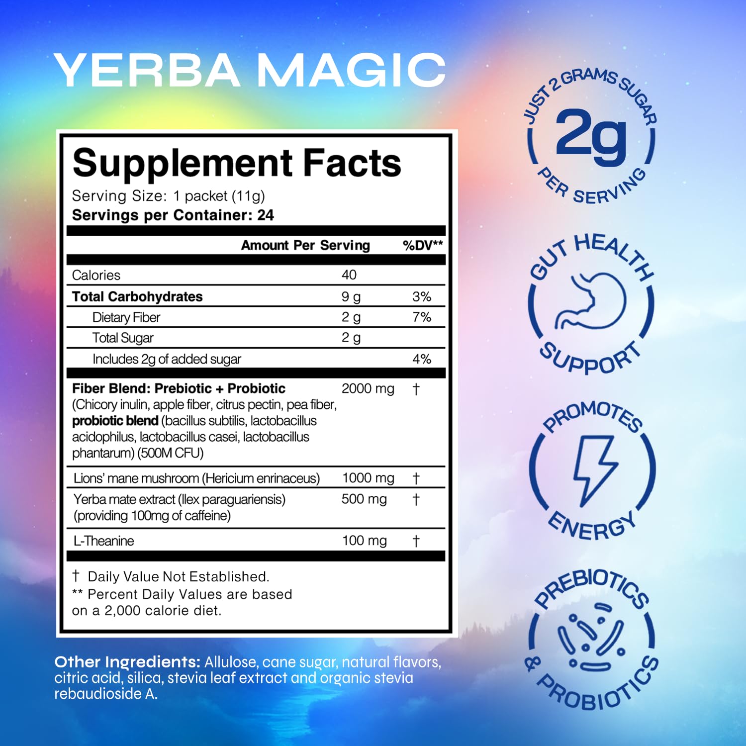 Yerba Magic Instant Yerba Mate Powder Packets – Clean Energy & Focus Drink Mix for Gut Health – Nootropic Blend with Lion’s Mane, L-Theanine, Prebiotics & Probiotics – Low Sugar Natural Caffeine – Variety Pack, 24 Sticks BrainistaAu supplements