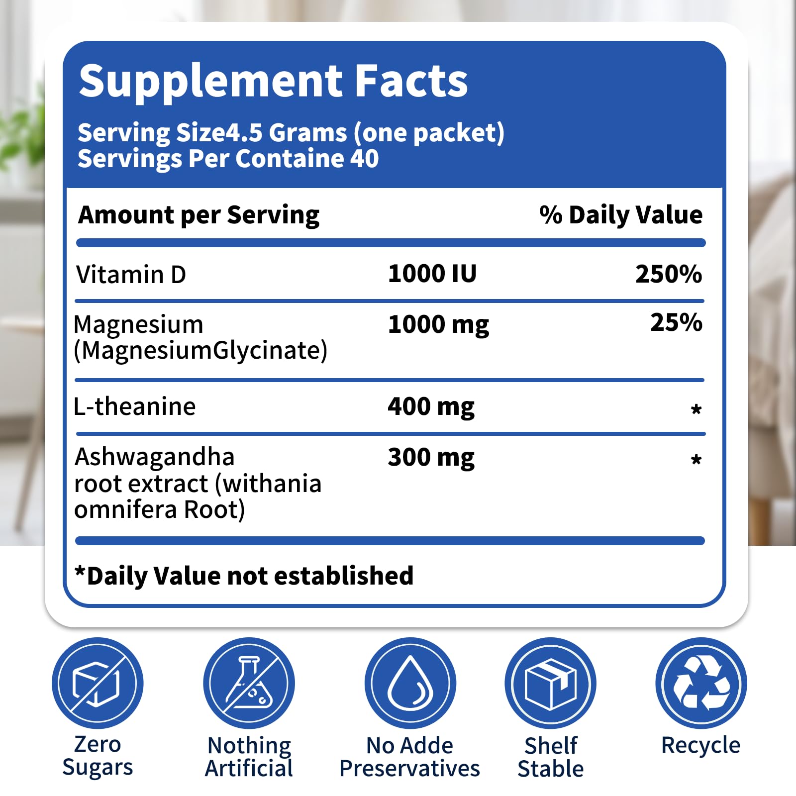 40 Count Super Cortisol Calm Drink with Magnesium Glycinate, Ashwagandha, L-Theanine & Vitamin D3 |Magnesium glycinate Powder for Relaxation, Focus & Sleep Support | Raspberry Lemonade | No Sugar OLELONAu supplements