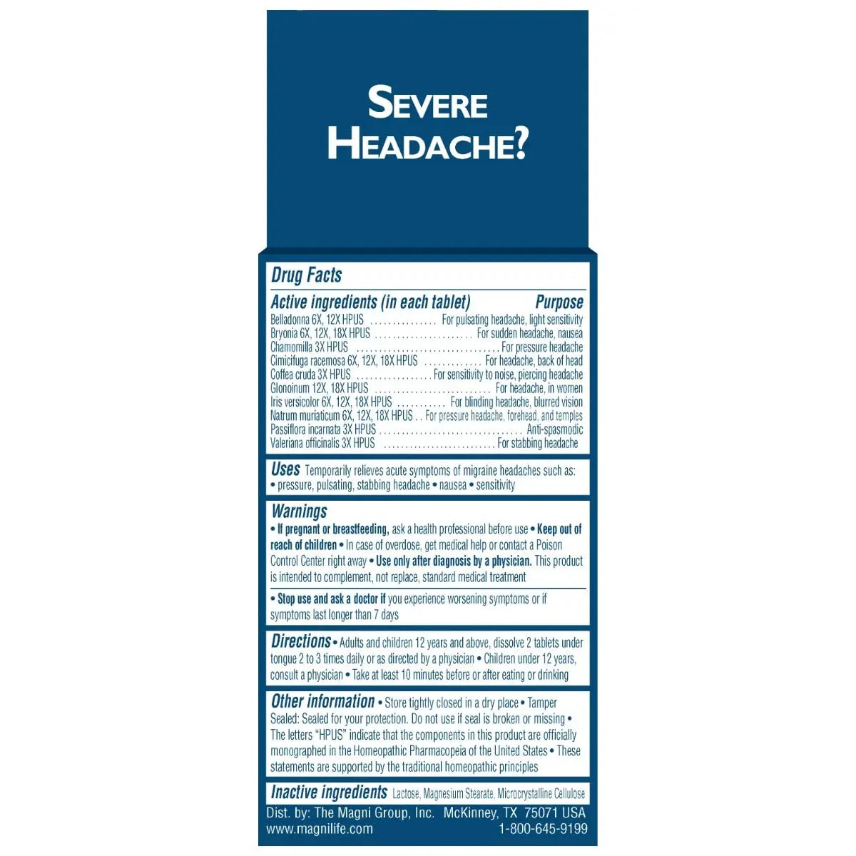 MagniLife Migraine Relief, Non-Habit Forming, 90 Homeopathic Tablets, Migraine Medicine for Light & Sound Sensitivity, Nausea, Blurred Vision & Pressure, Quick-Dissolve Headache Pain Relief MagniLifeAu supplements