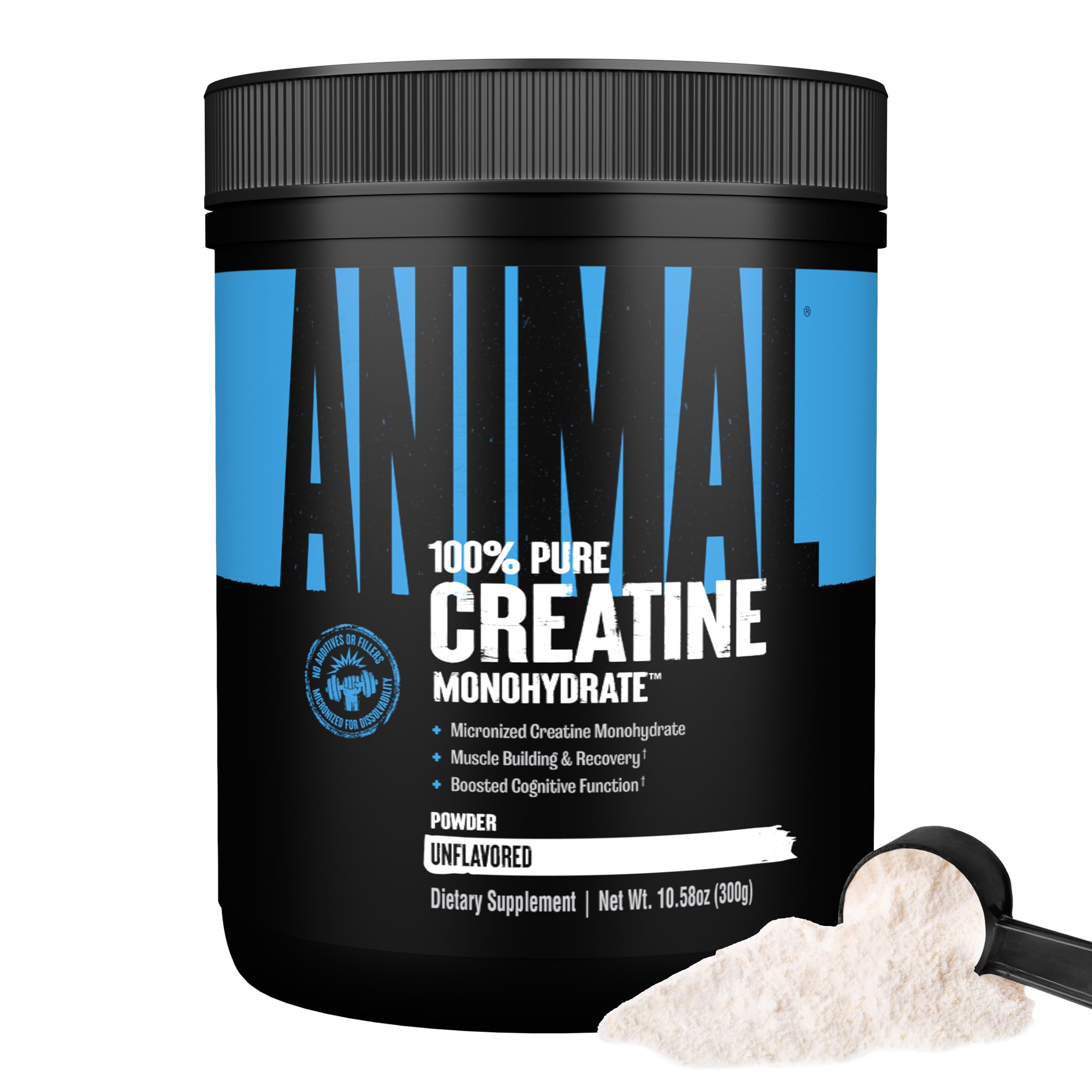 Animal Creatine Monohydrate Powder – Micronized Creatine for Women and Men, Supports Muscle Growth, Strength, Endurance, Recovery and ATP Production, Gym & Workout Supplements - Unflavored, 300g AnimalAu supplements
