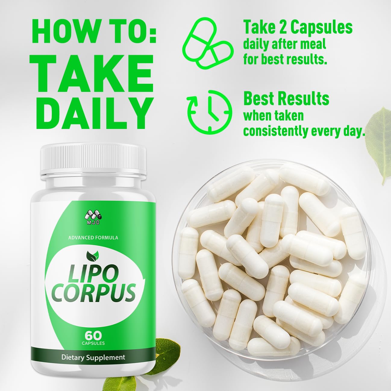 Lipo Corpus Capsules, Official LipoCorpus Supplement Pills Will All Natural Ingredients, Advanced Formula Lipo Corpus Active Lifestyle Supporting Health and Wellness for Women and Men (60 Capsules) MJOAu supplements