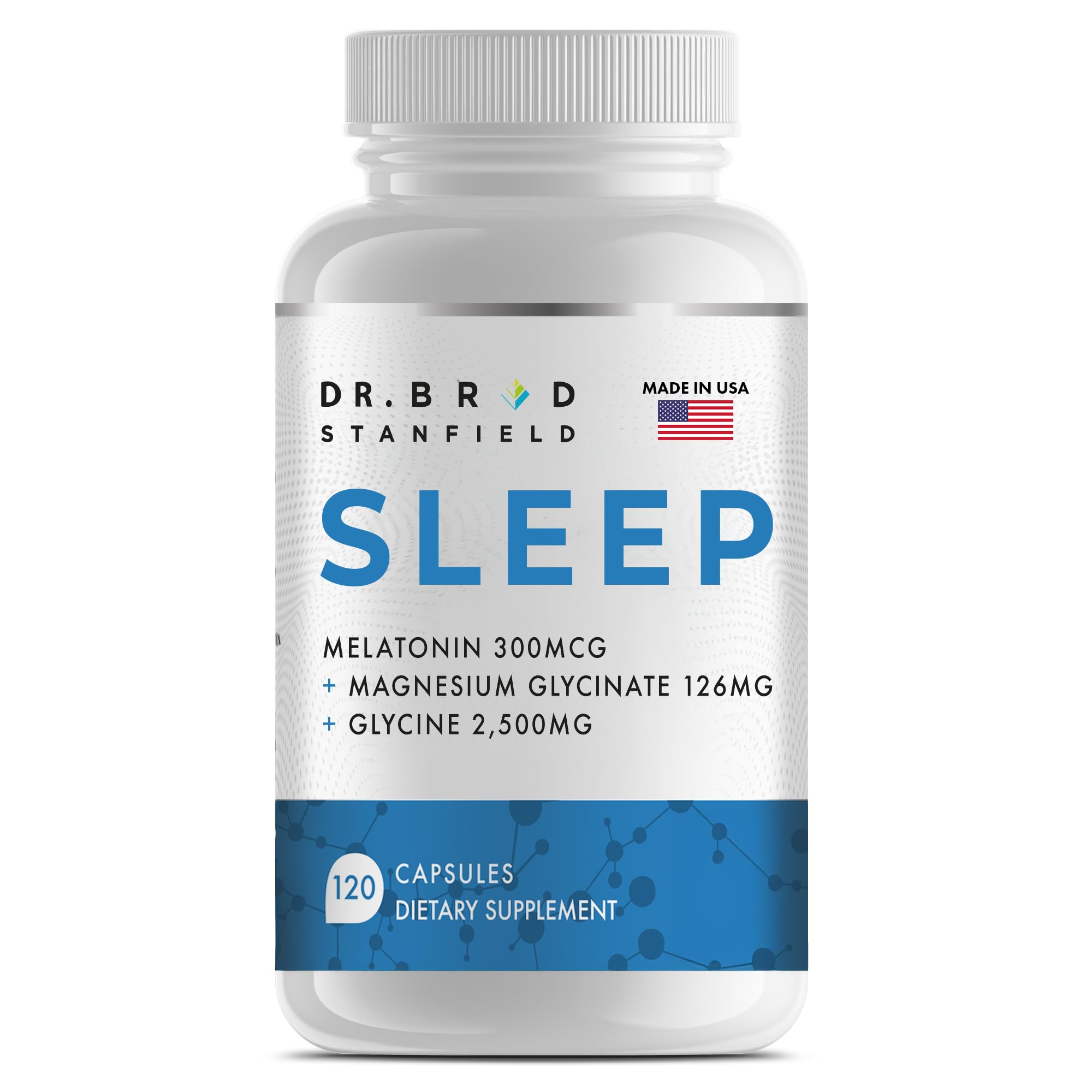 Dr Brad Stanfield Melatonin 300mcg + Magnesium Glycinate 126mg + Glycine 2,500mg for Sleep (120 Count, 30 Servings) Dr Brad StanfieldAu supplements
