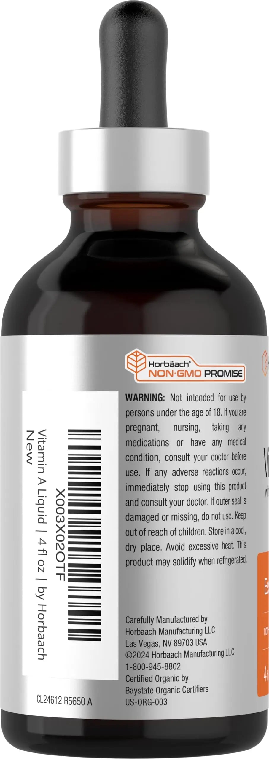 Horbäach Vitamin A Liquid | 4 fl oz | Supplement with Organic Fractionated Coconut Oil | Non-GMO, Gluten Free HorbäachAu supplements