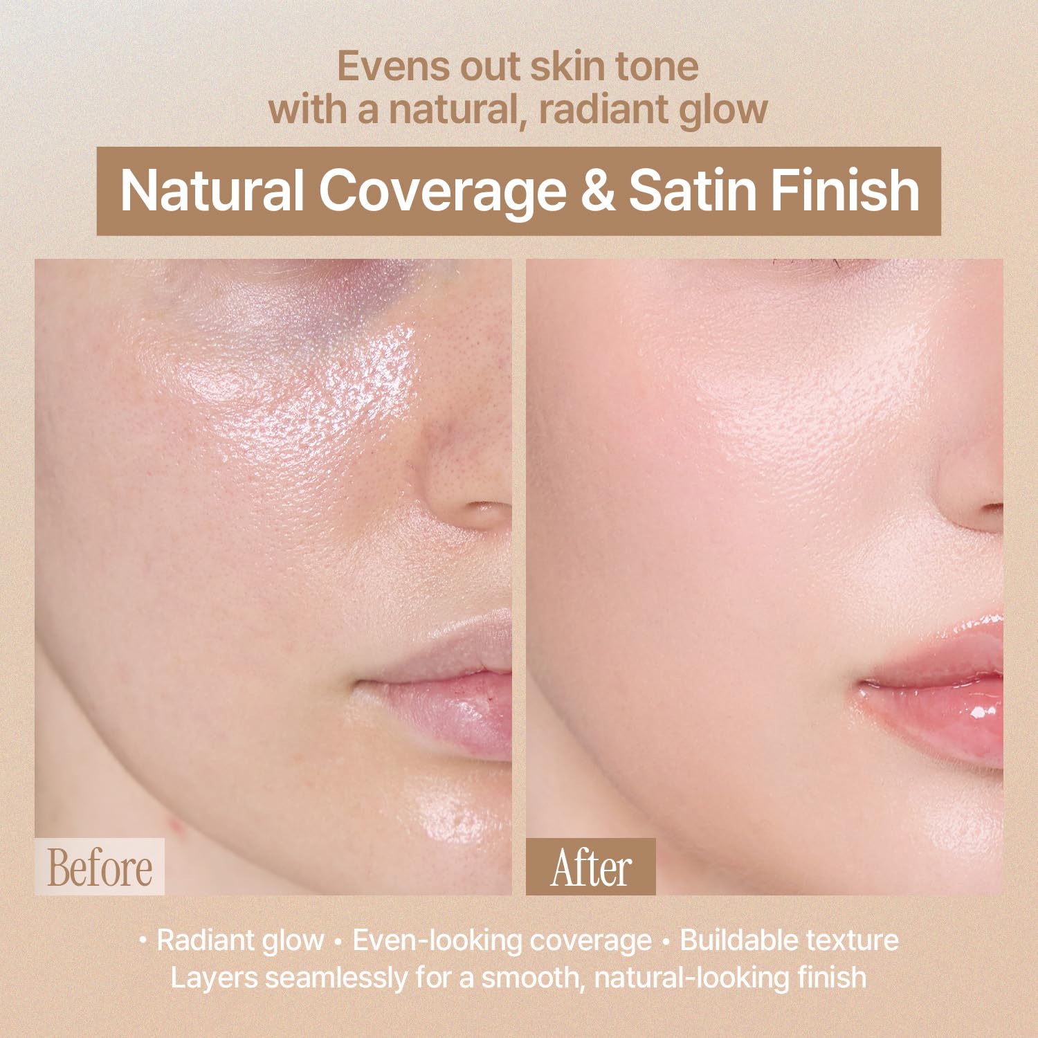 LOVB LOVB Natural Cover Glow Cushion Foundation | Satin Radiant Finish | Korean Foundation Makeup | Long-Lasting Natural Coverage | for All Skin Types 0.42 oz. (23N Natural Beige) LOVB LOVBAu supplements