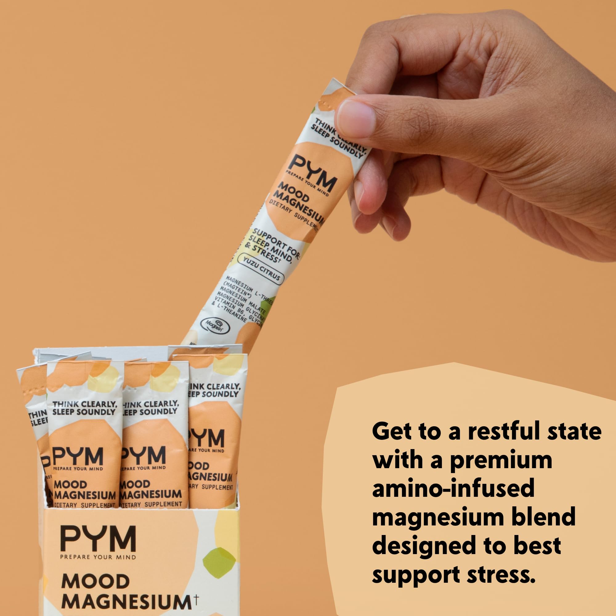 PYM Mood Magnesium Powder Packets (10-Servings) Magnesium Glycinate, L-Threonate & Malate Powder | Aid & Mood Support Supplement for Stress PYM HealthAu supplements
