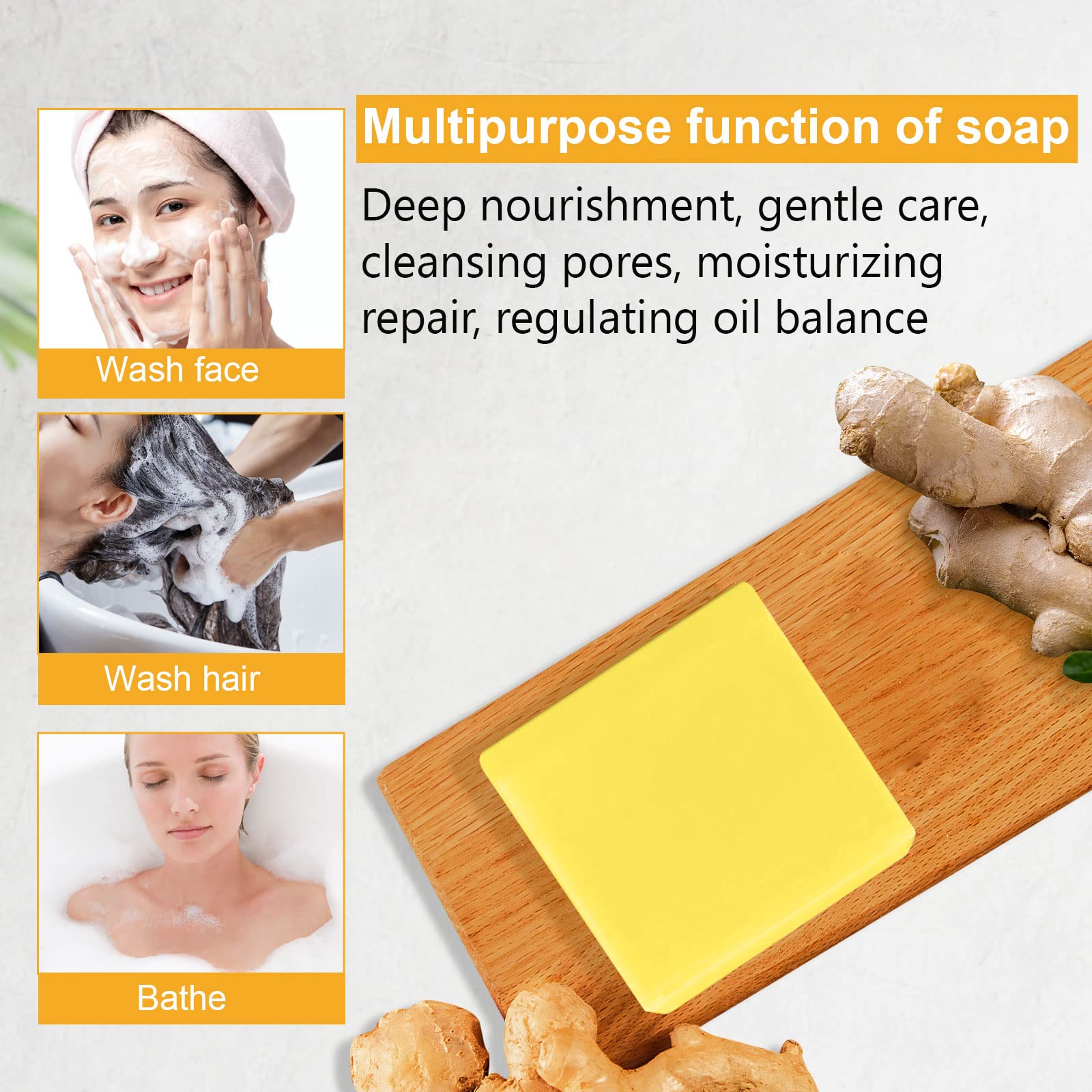 Organic Ginger Soap, Moisturizing Bath Soap, Slimming Ginger Soap, Deep Clean Effectively MoulisAu supplements