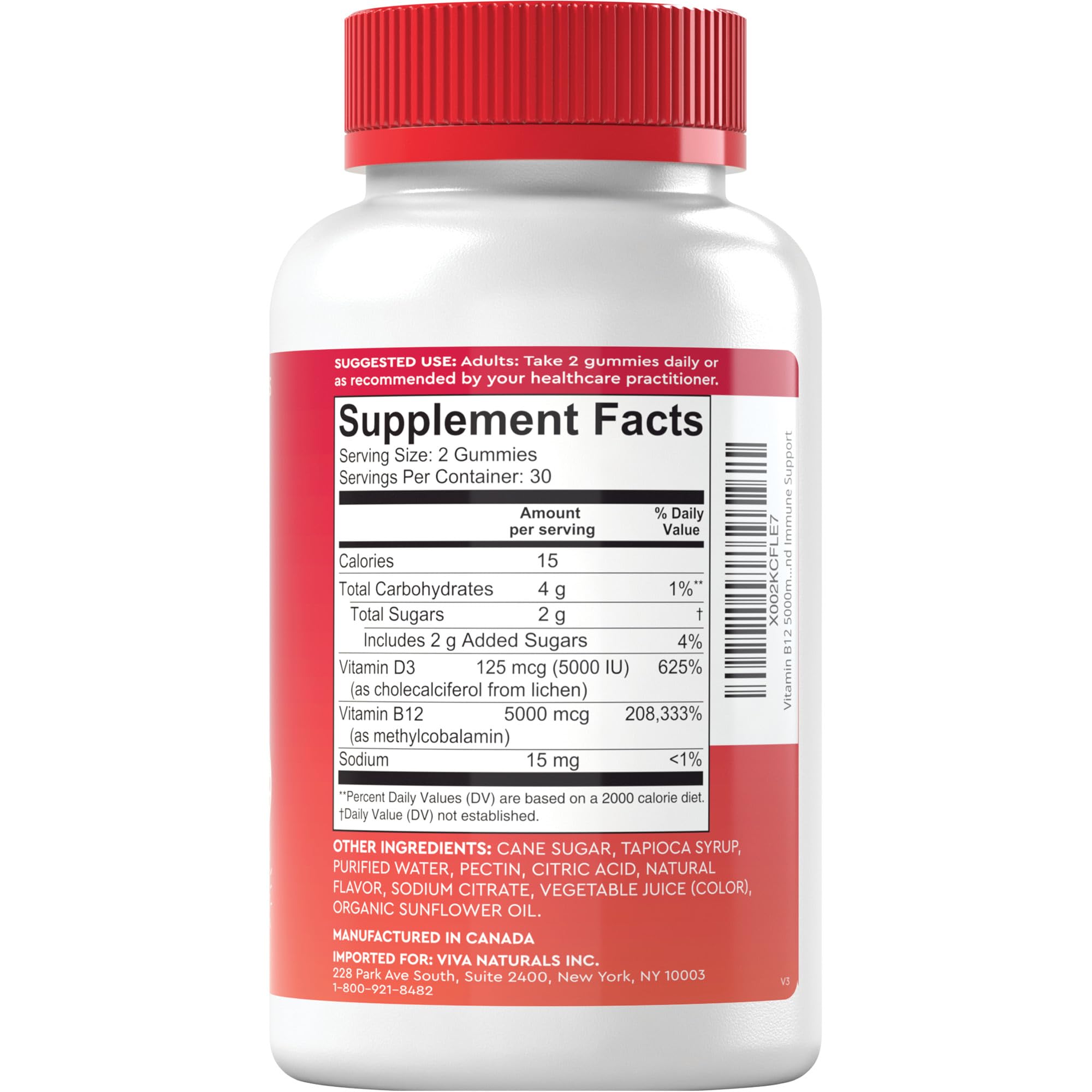 Viva Naturals Plant-Based B12 Gummies with Vitamin D3 - Chewable 5000mcg B12 Viva NaturalsAu supplements