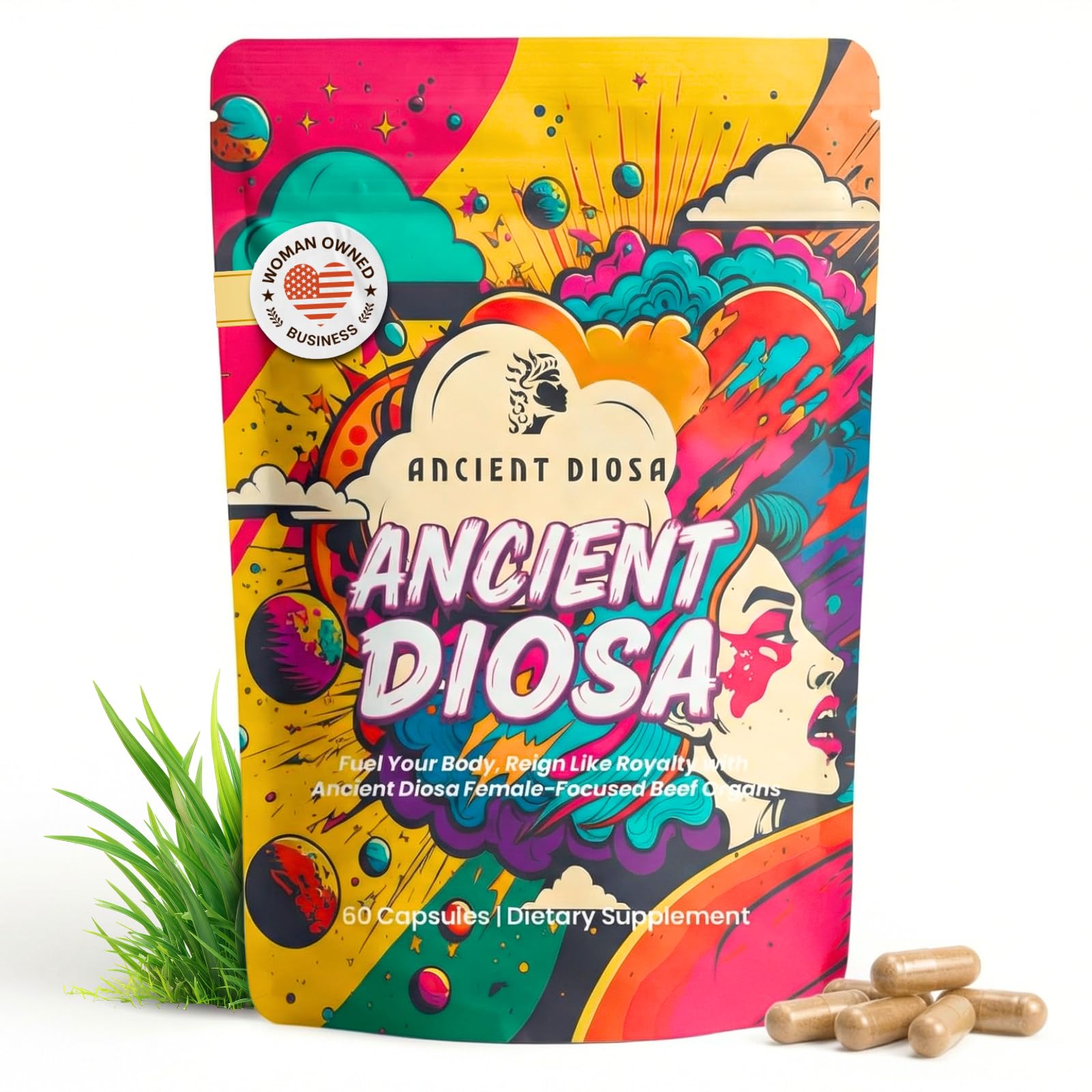ANCIENT DIOSA Grass Fed Beef Liver Capsules - Female-Focused Organ Supplement with Liver, Heart, Ovary & Uterus - Supports Hormone Balance & Vitality, Whole Body Wellness - 60 Capsules ANCIENT DIOSAAu supplements