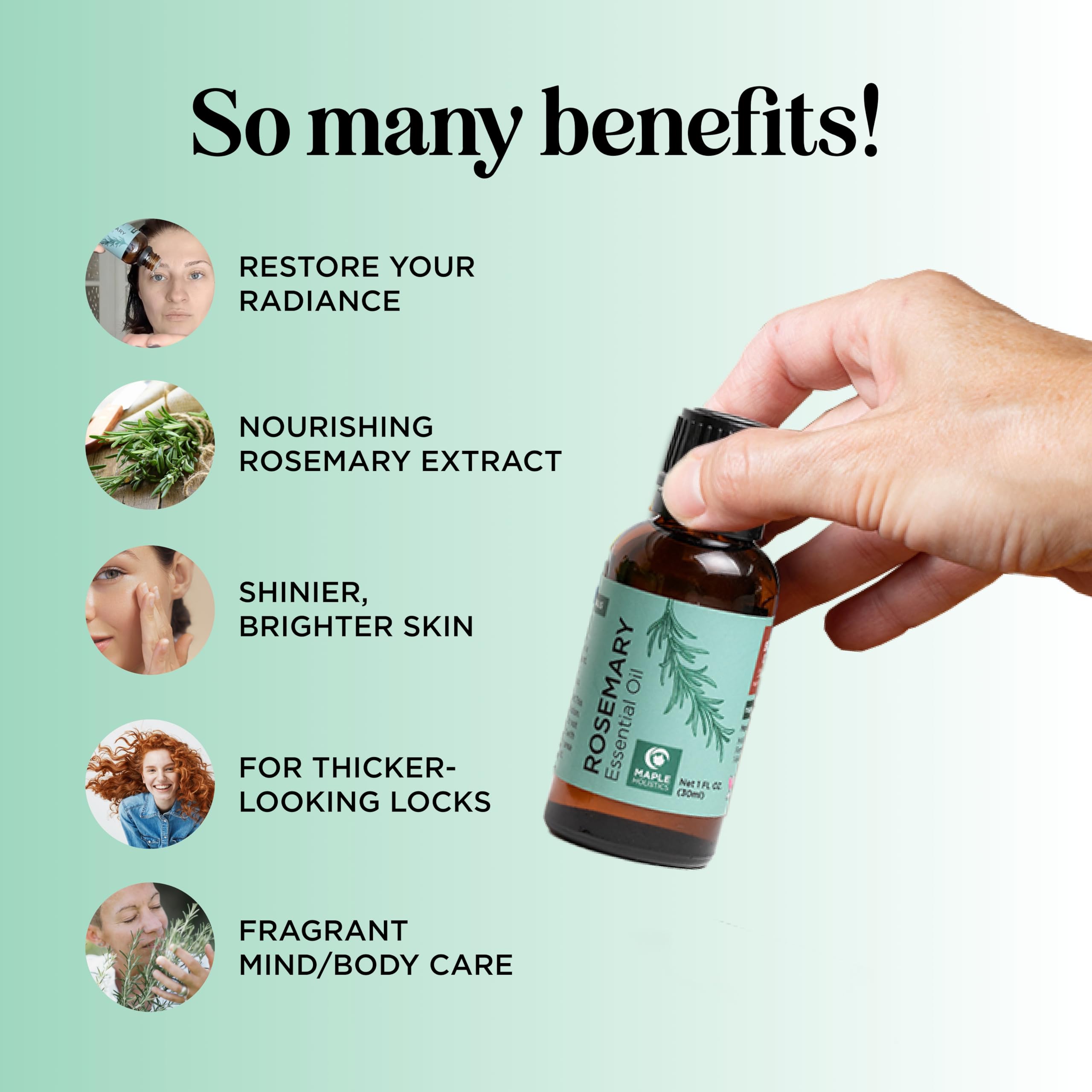 Pure Rosemary Essential Oil for Aromatherapy - Pure Rosemary Oil for Hair Skin and Nails Maple HolisticsAu supplements
