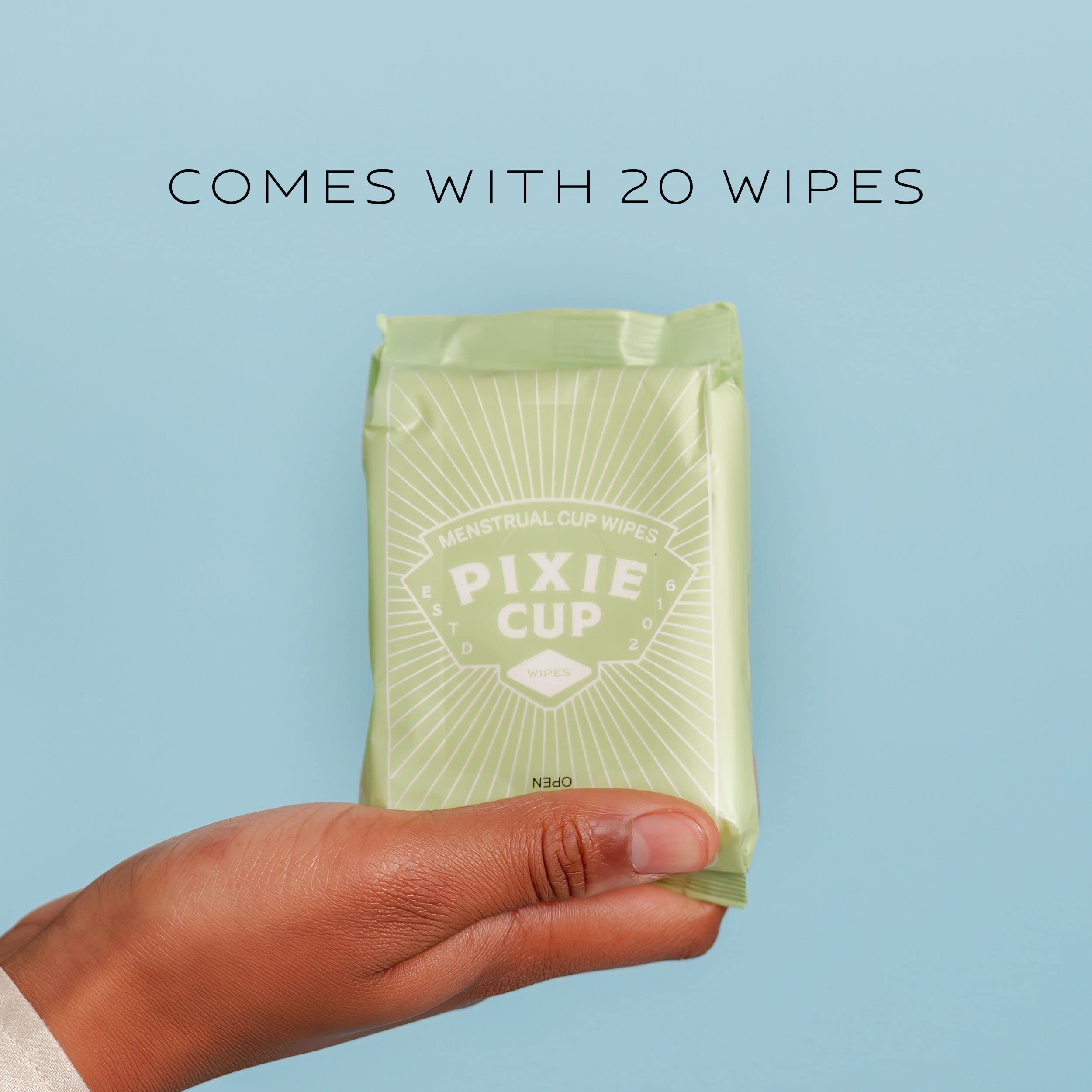 Menstrual Cup Wipes - On The Go Public Bathroom Feminine Wipes - Safe On Period Cups & Menstrual discs Pixie CupAu supplements