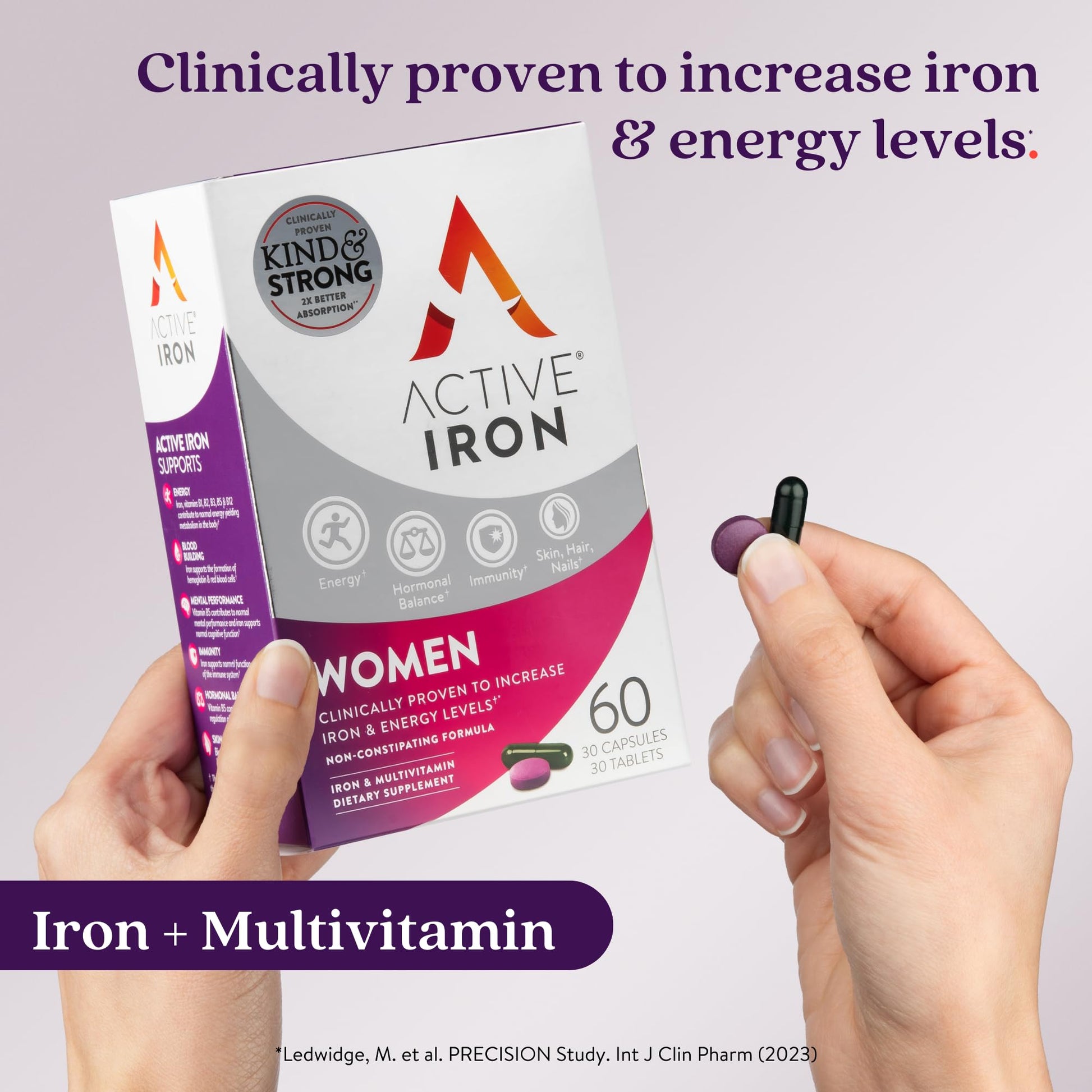 Active Iron Supplement 25mg + Multivitamin for Women – Clinically Proven to Increase Energy & Reduce Tiredness – Gentle ACTIVEIRONUS supplements