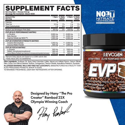 Evogen EVP 3D Iced Moche Coffee | Xtreme Stimulant Free Pre-Workout Powder Arginine EvogenUS supplements
