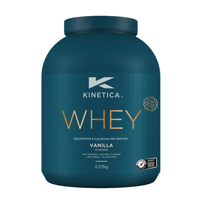 Kinetica Vanilla Whey Protein Powder | 2.27kg | 23g Protein per Serving | 76 Servings KineticaUS supplements