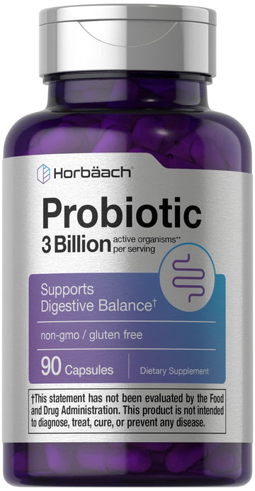 Probiotic for Women & Men's Digestive Health | 3 Billion CFU | 90 Capsules | Non-GMO HorbäachAu supplements